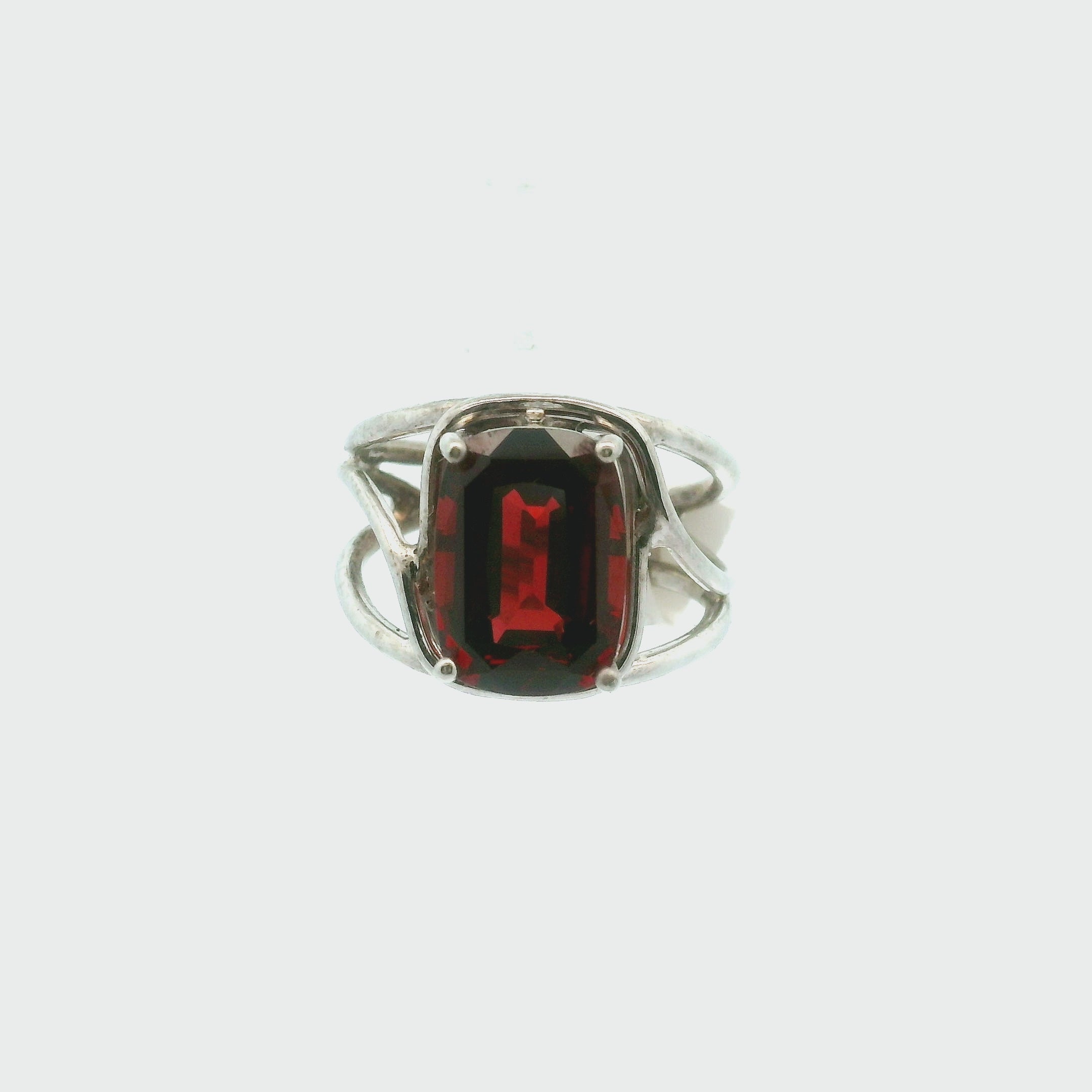 Garnet Cuff Ring .925 Silver for Health and Strength