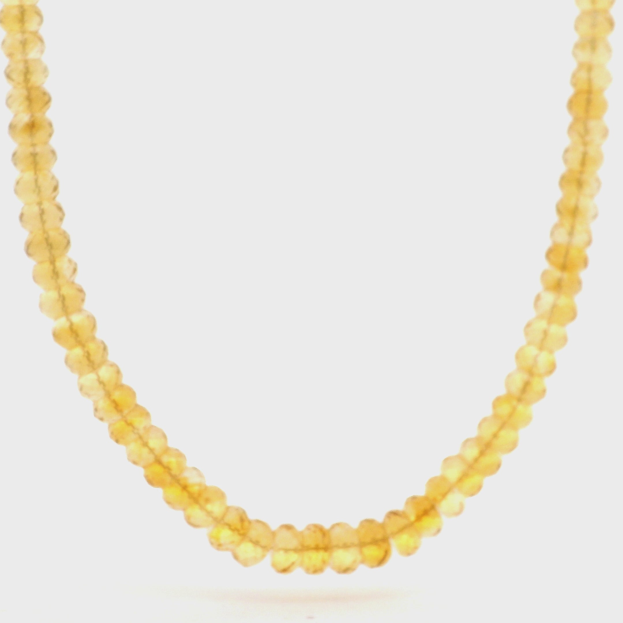 Citrine Faceted Rondelle Necklace 925 Silver for Manifesting Success, Abundance, Joy and Wealth