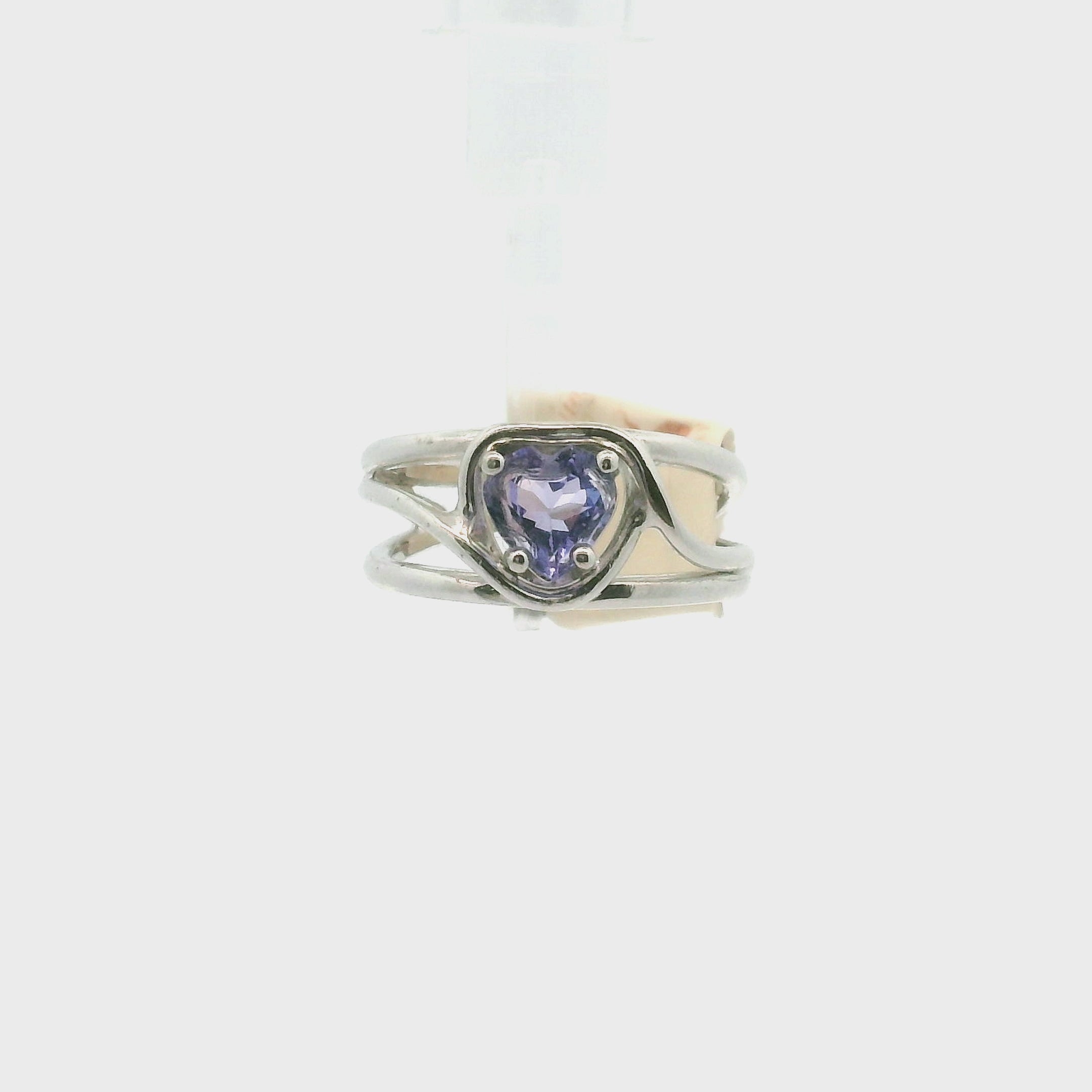 Tanzanite Heart Midi Cuff Ring .925 Silver for Divine Guidance, Enlightenment & Activation of Higher Heart