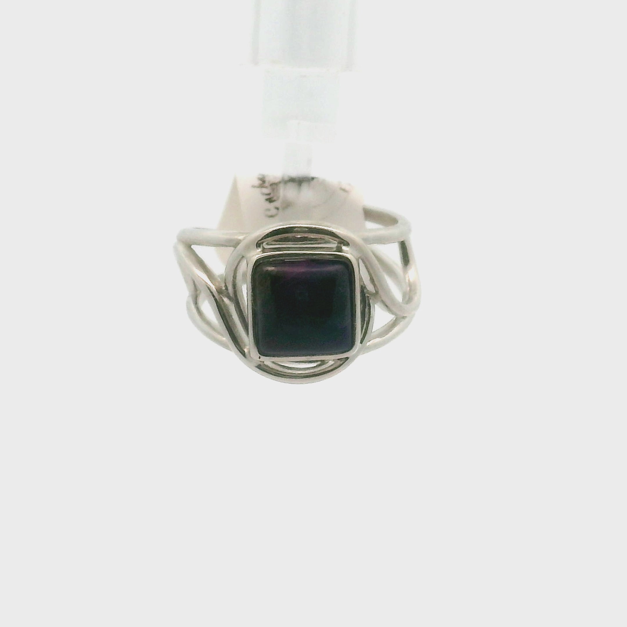 Sugilite Square Midi Cuff Ring .925 Silver for Enhancing Dreamwork and Discovery of Your Path