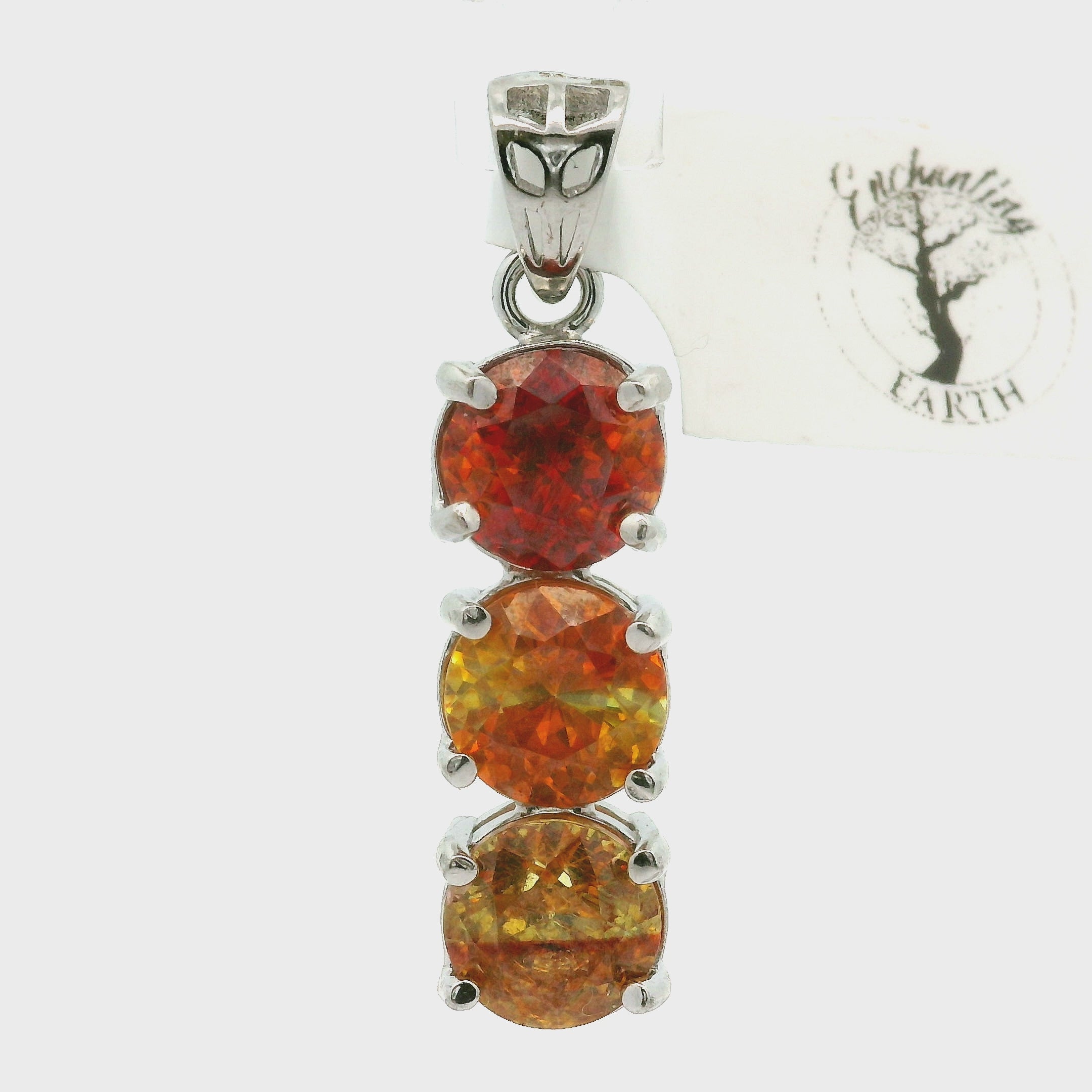 Sphalerite Triple Stone Pendant .925 Silver for Transformation, Self-Reflection and Acceptance