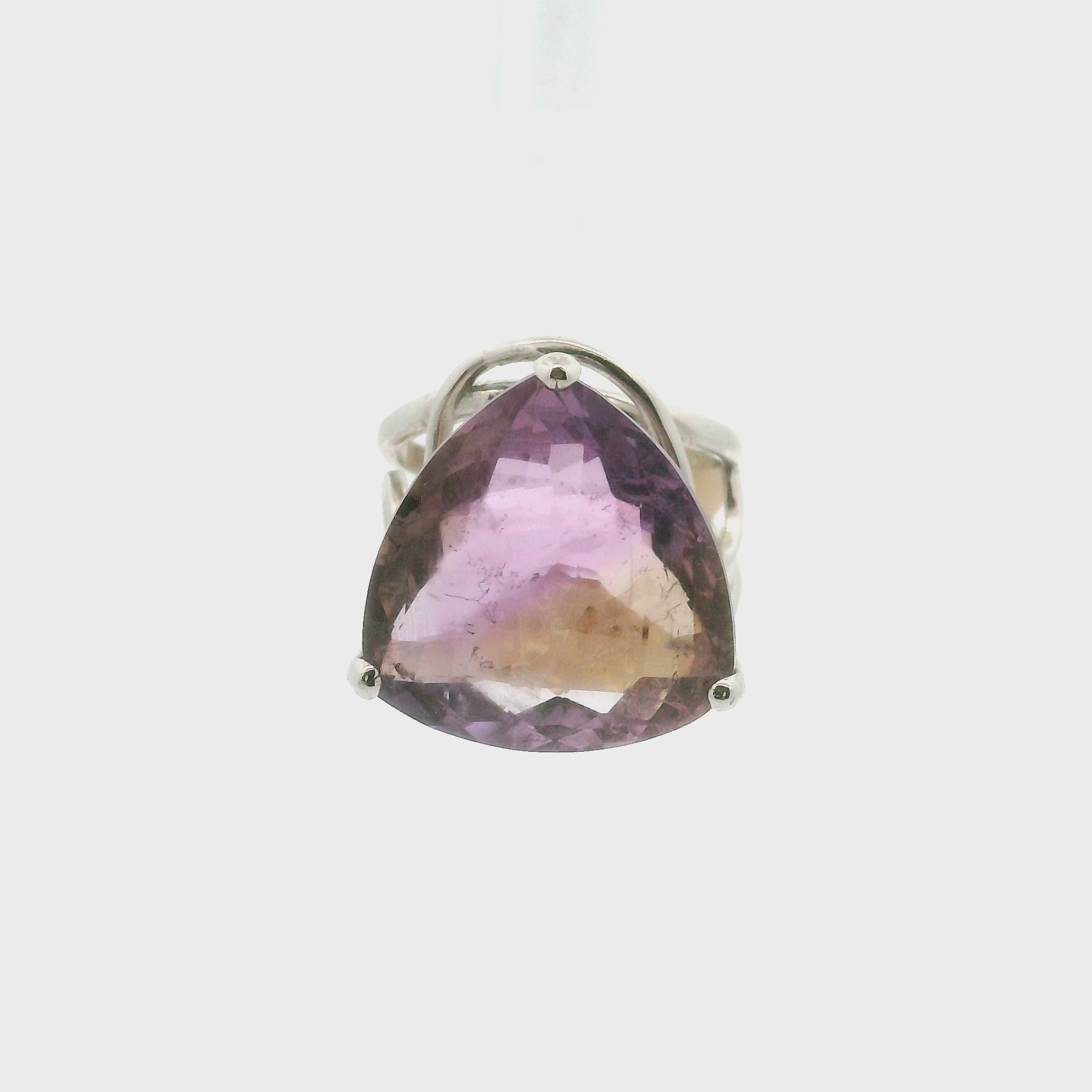 Ametrine Cuff Ring .925 Silver for Empowerment & Harmony