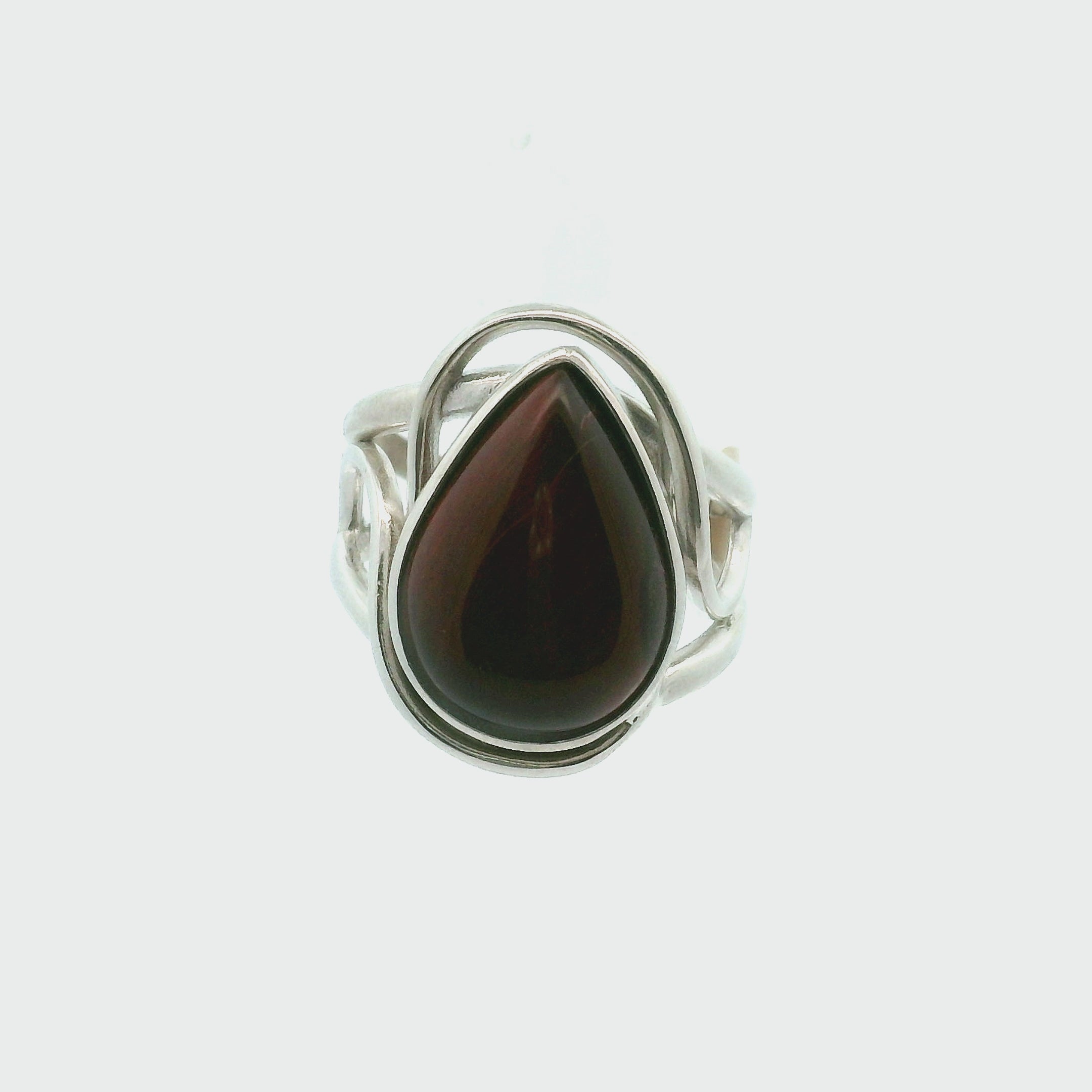 Red Tiger Eye Cuff Ring .925 Silver for Balancing Emotions, Motivation and Strength