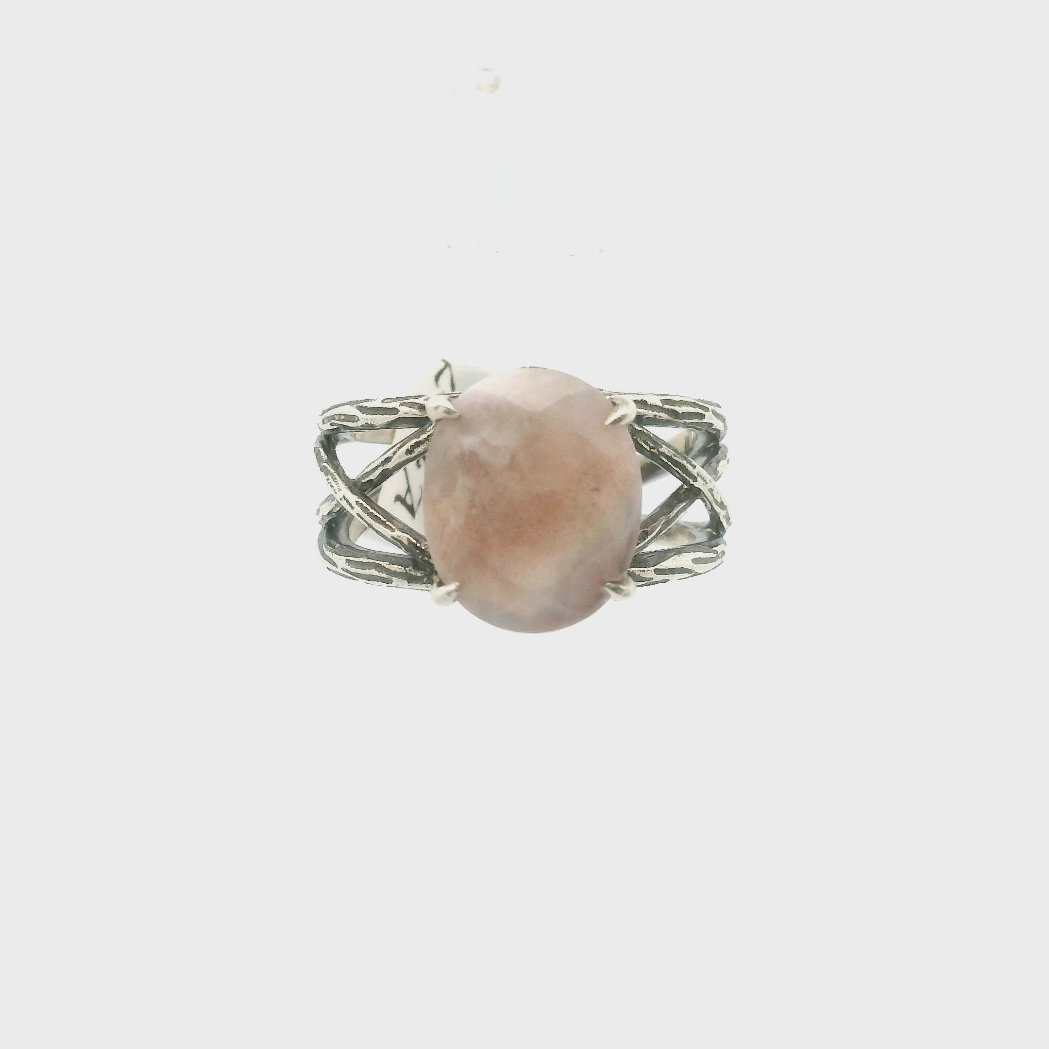 Bad Witch Flower Agate Cuff Ring .925 Sterling Sliver for Empowering you to Blossom