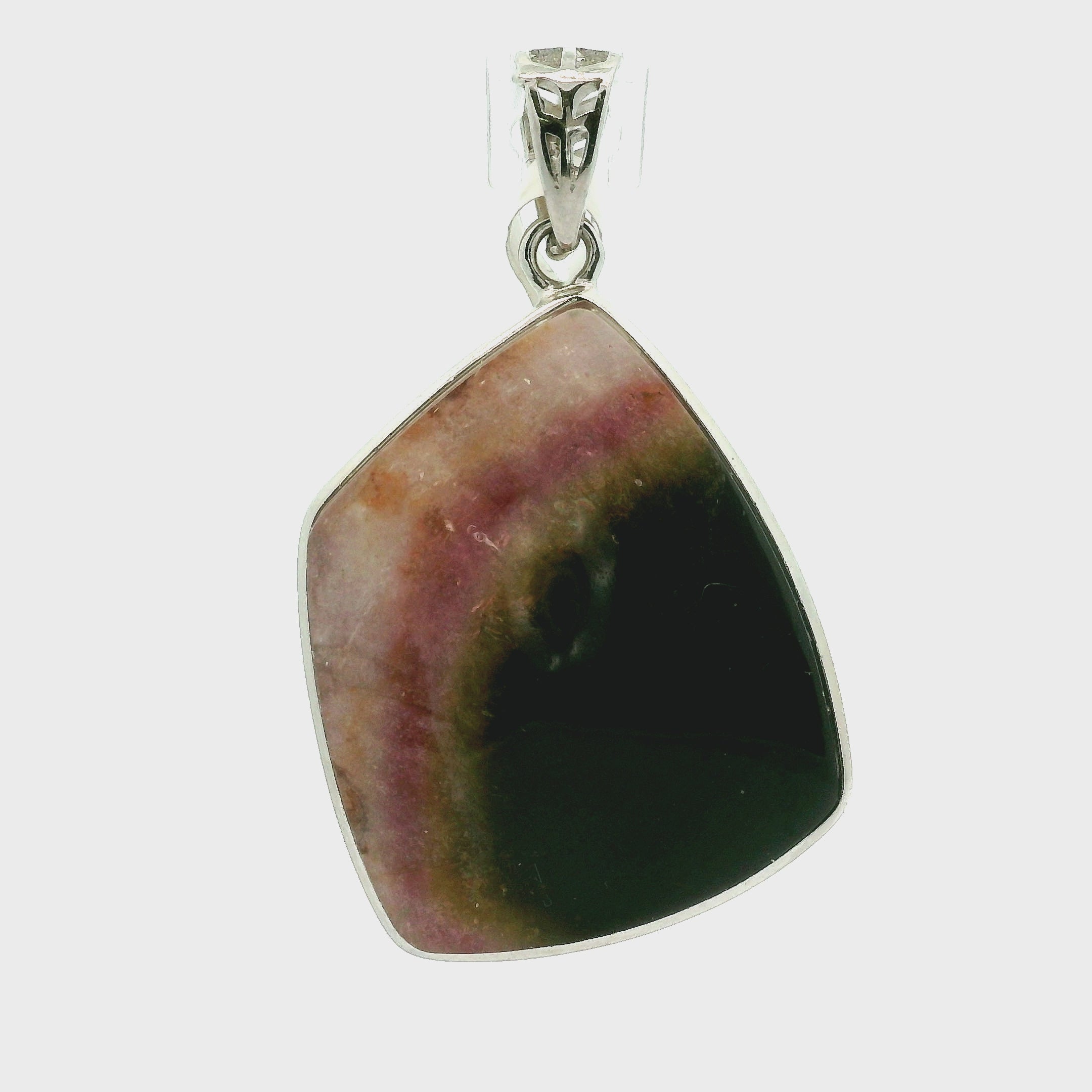 Watermelon Tourmaline Pendant .925 Silver for Profound Heart Healing