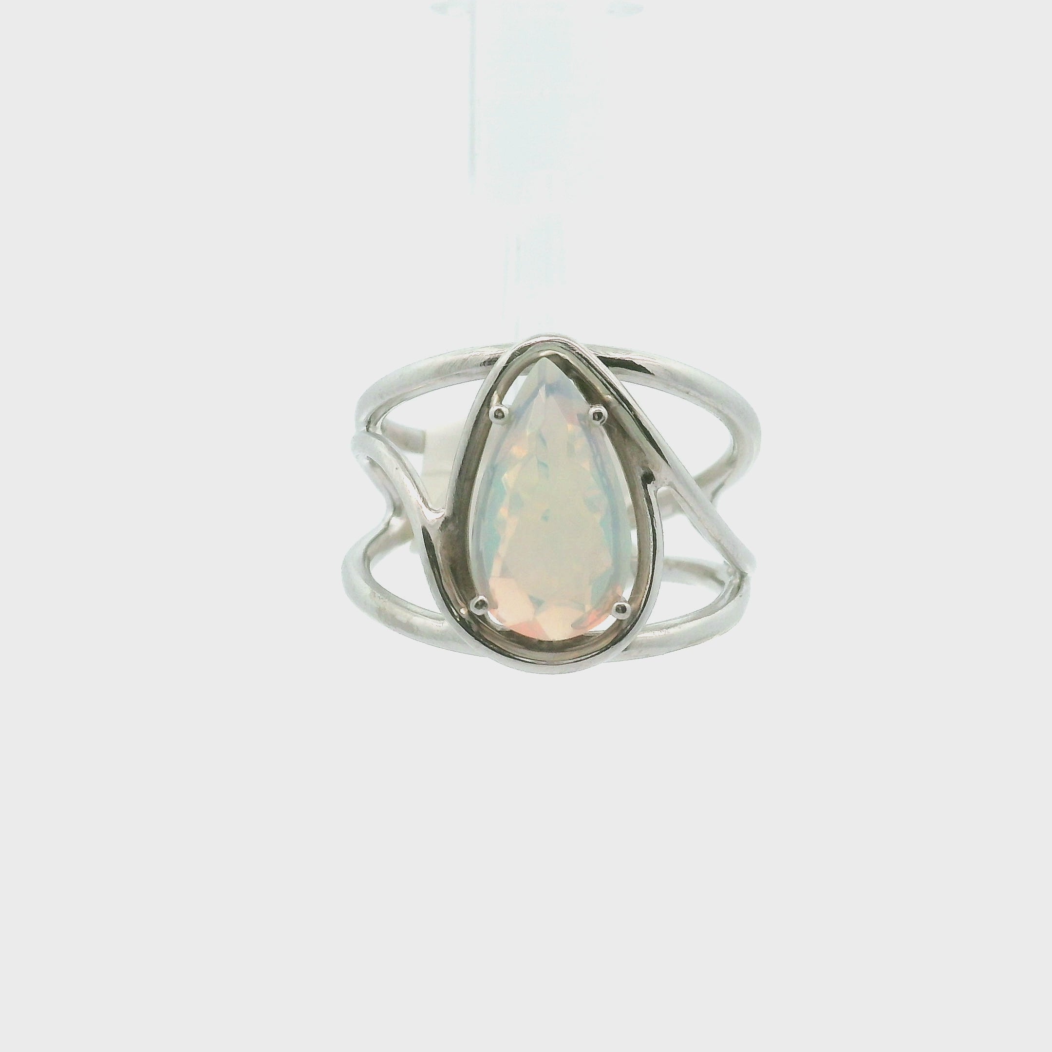 Ethiopian Opal Cuff Ring .925 Silver for Transformation and Energy Protection