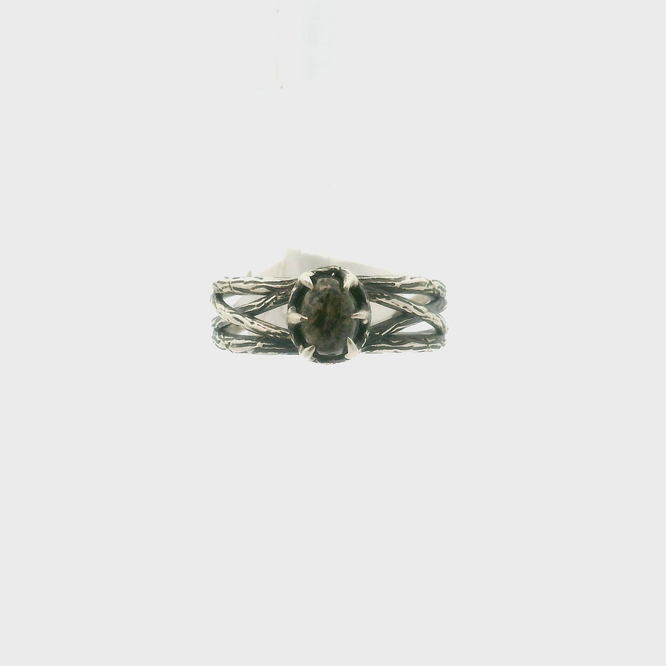 Black Sunstone Bad Witch Cuff Ring .925 Silver for Cleansing & Balancing Chakras