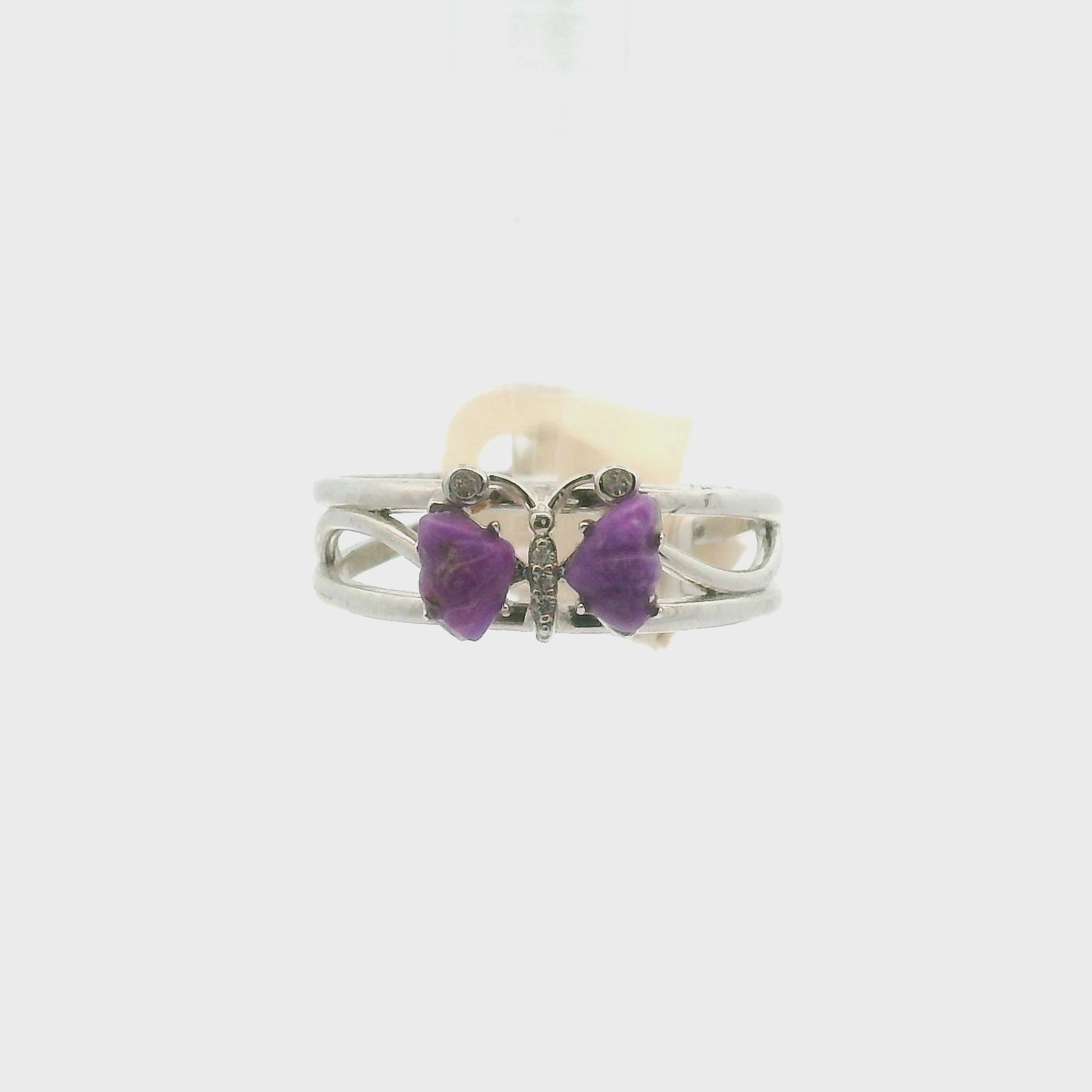 Sugilite Butterfly Cuff Ring .925 Silver for Enhancing Dreamwork and Discovery of Your Path