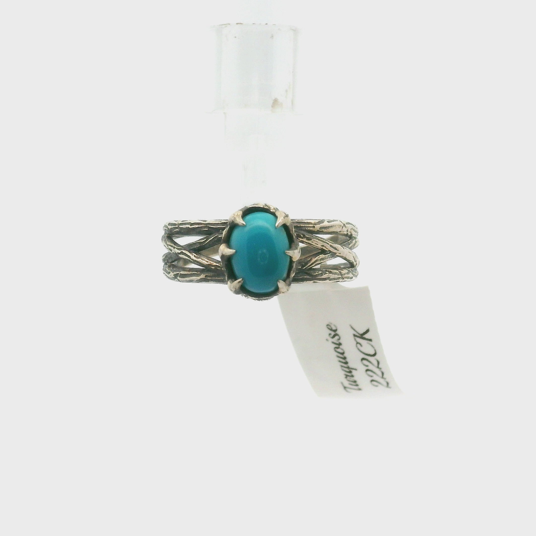 Turquoise Bad Witch Cuff Ring 925 Silver for Good Luck, Prosperity and Protection