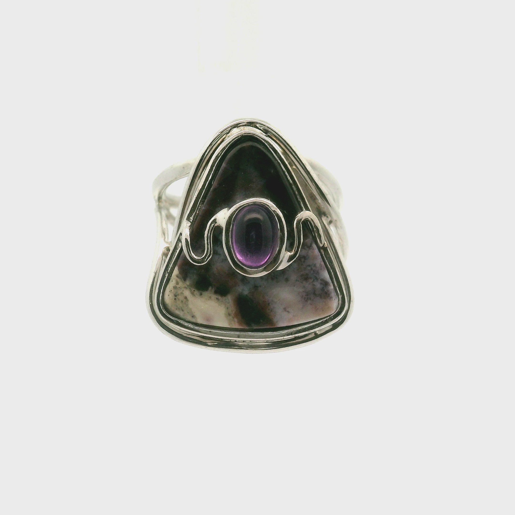 Tiffany Stone and Amethyst Cuff Ring .925 Silver for Harmonizing your Relationships and Pleasure