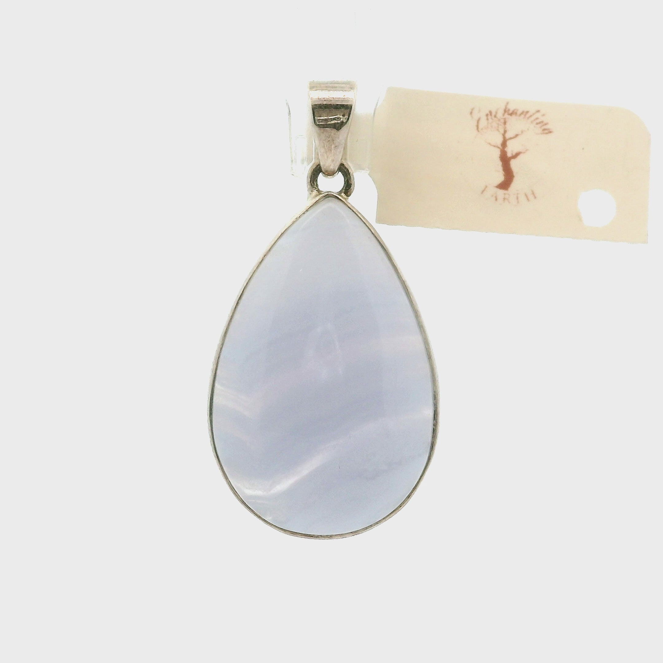 Blue Lace Agate Pendant .925 Silver for Soothing Emotions and Improving Communication