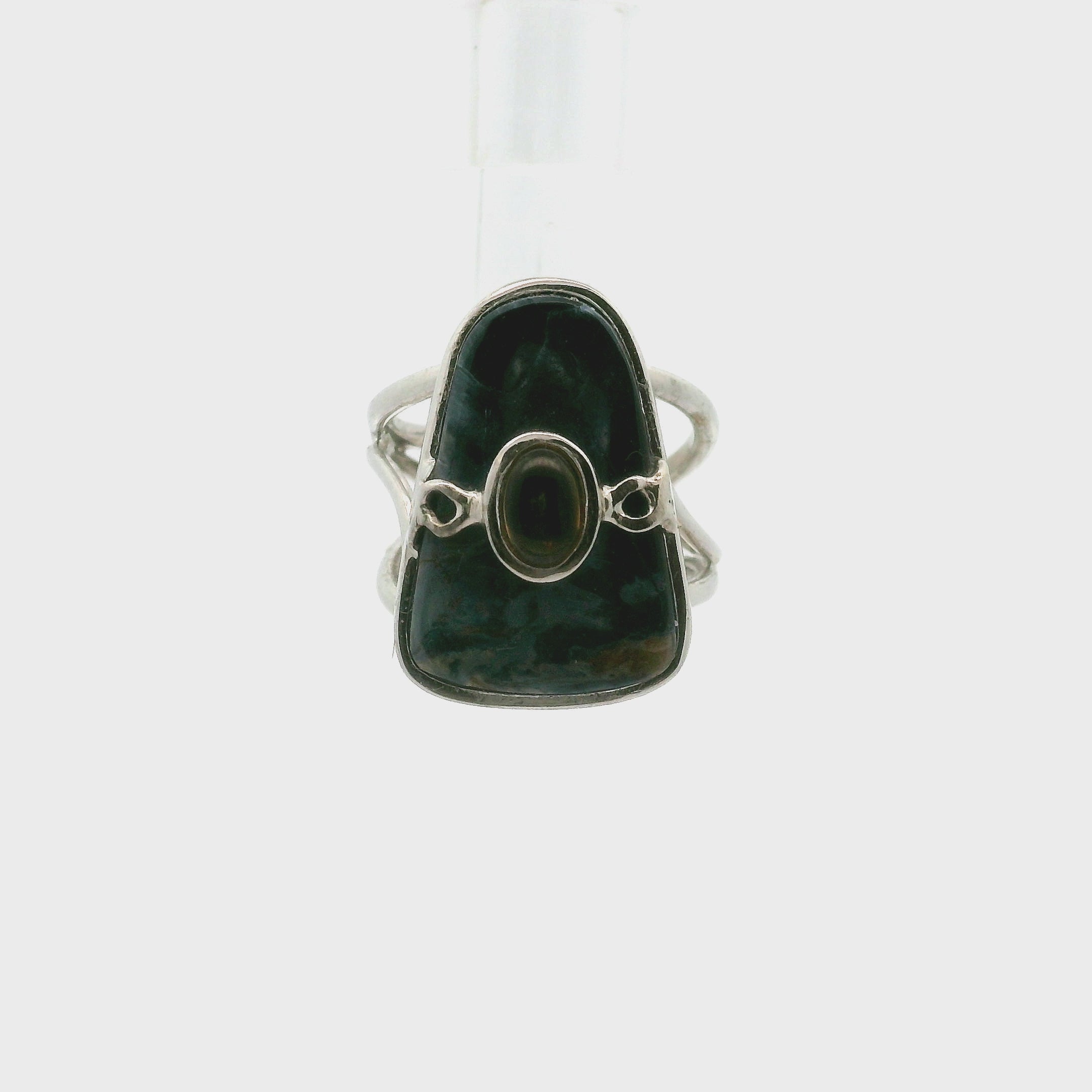 Pietersite and Citrine Cuff Ring .925 Silver for Intuition, Transformation and Willpower