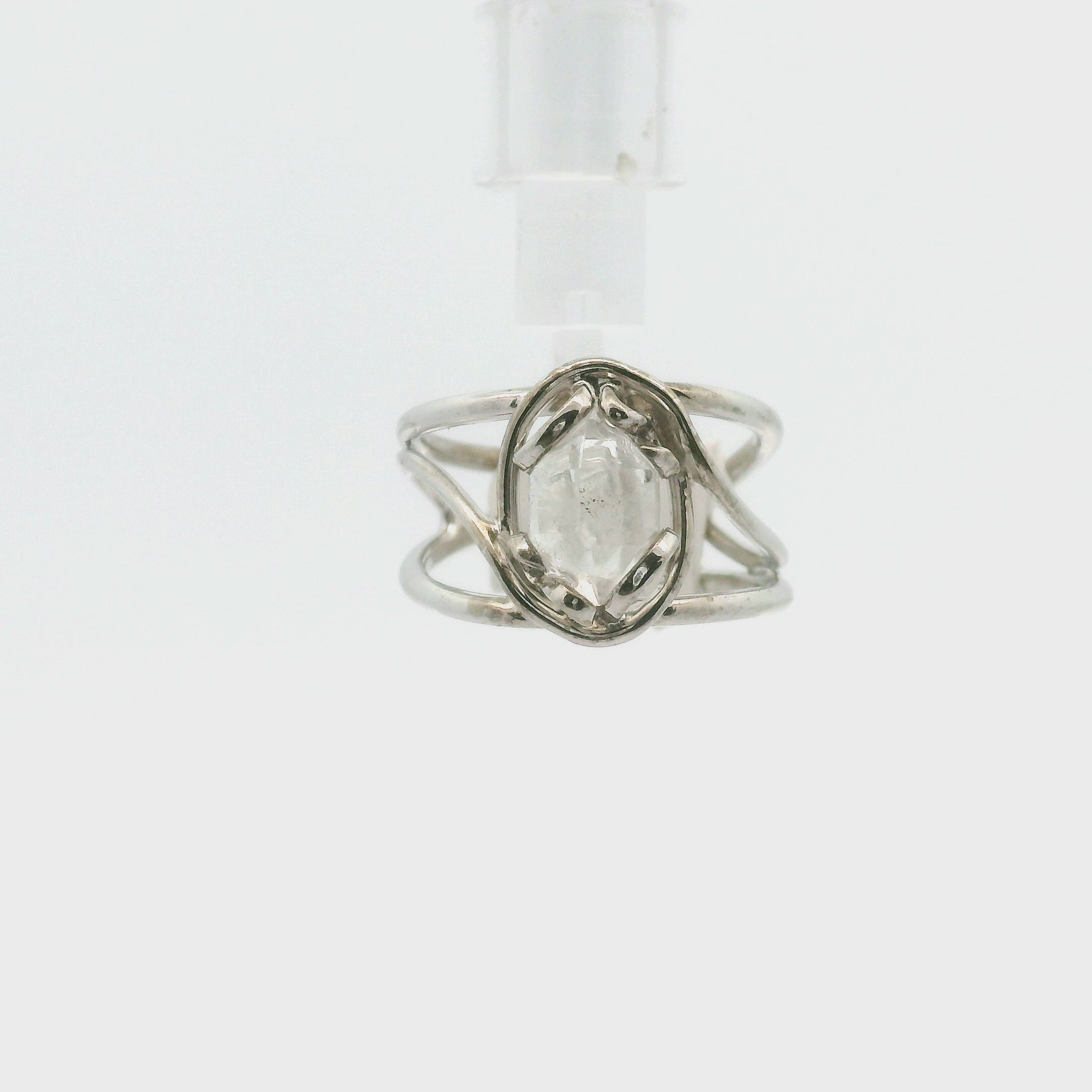 Herkimer Quartz Cuff Ring .925 Silver for Healing, Intention Setting and Manifesting your Desires
