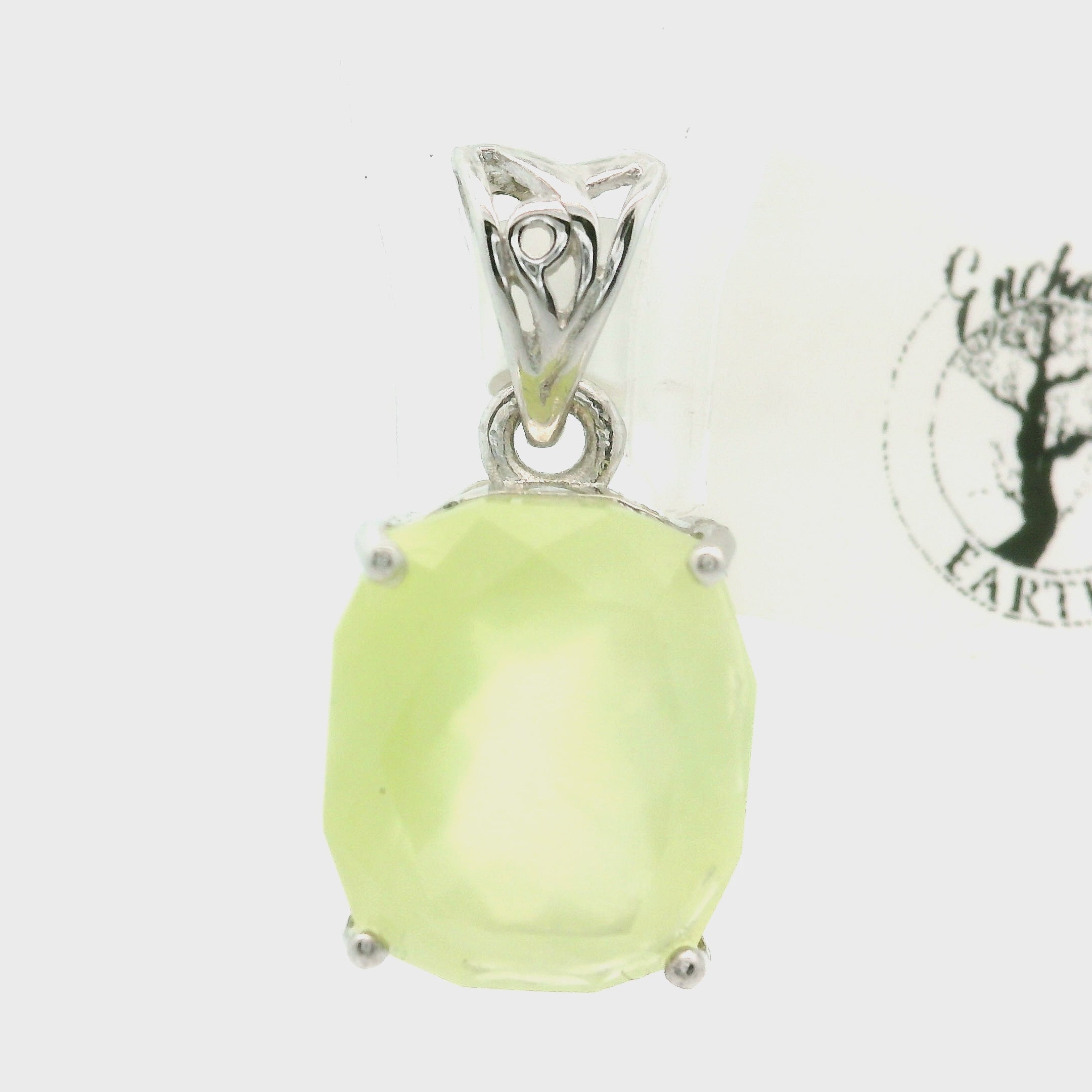 Austrailian Prehnite Pendant .925 Silver for Heart Healing and Rejuvenation