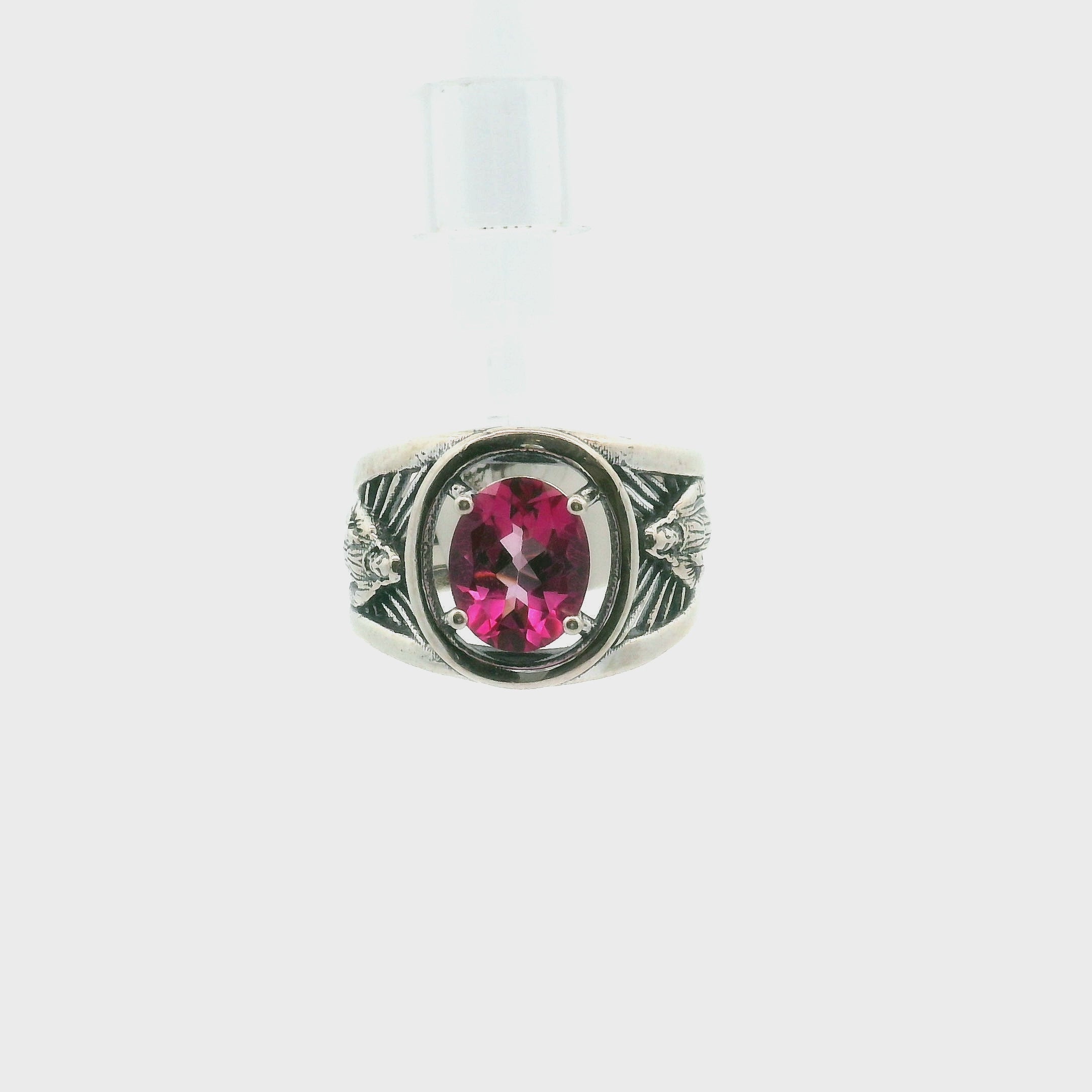 Pink Topaz Jesus Cuff Ring .925 Silver for Health, Protection, Amplifying Intentions & Accelerating Manifestations