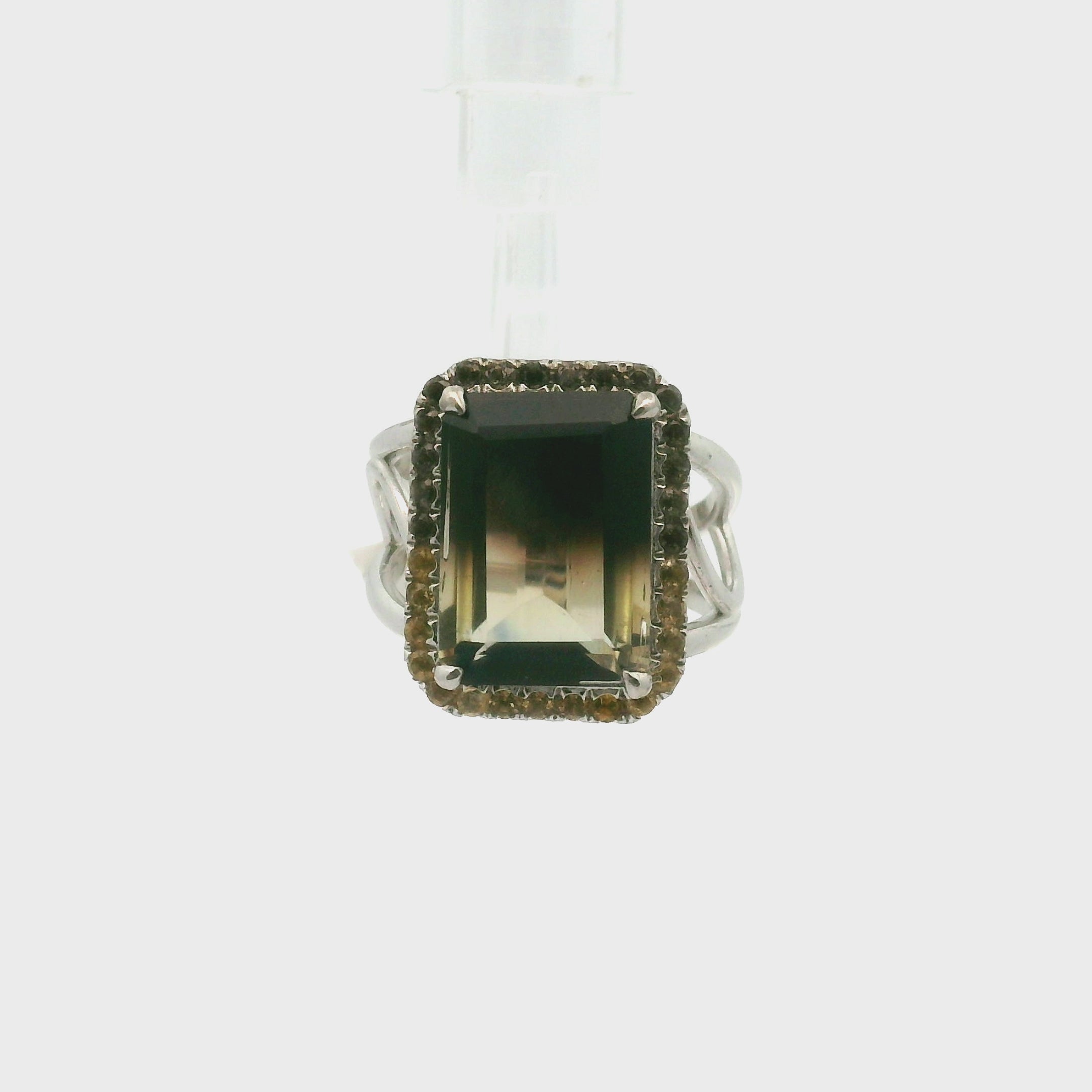 Smoky Citrine Pavé Cuff Ring .925 Silver for Grounded Manifestation and Abundance