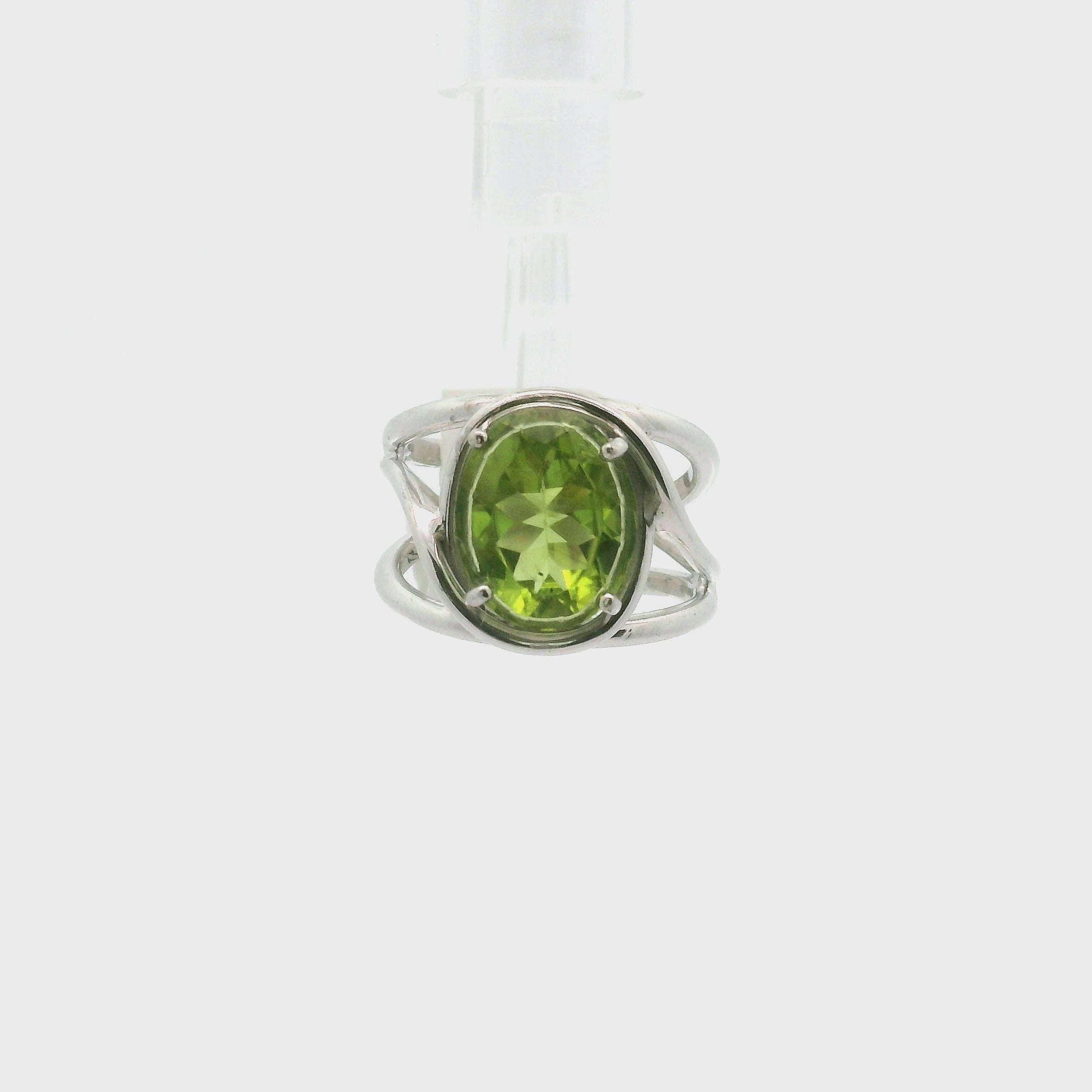 Peridot Cuff Ring .925 Silver for Health and Strength