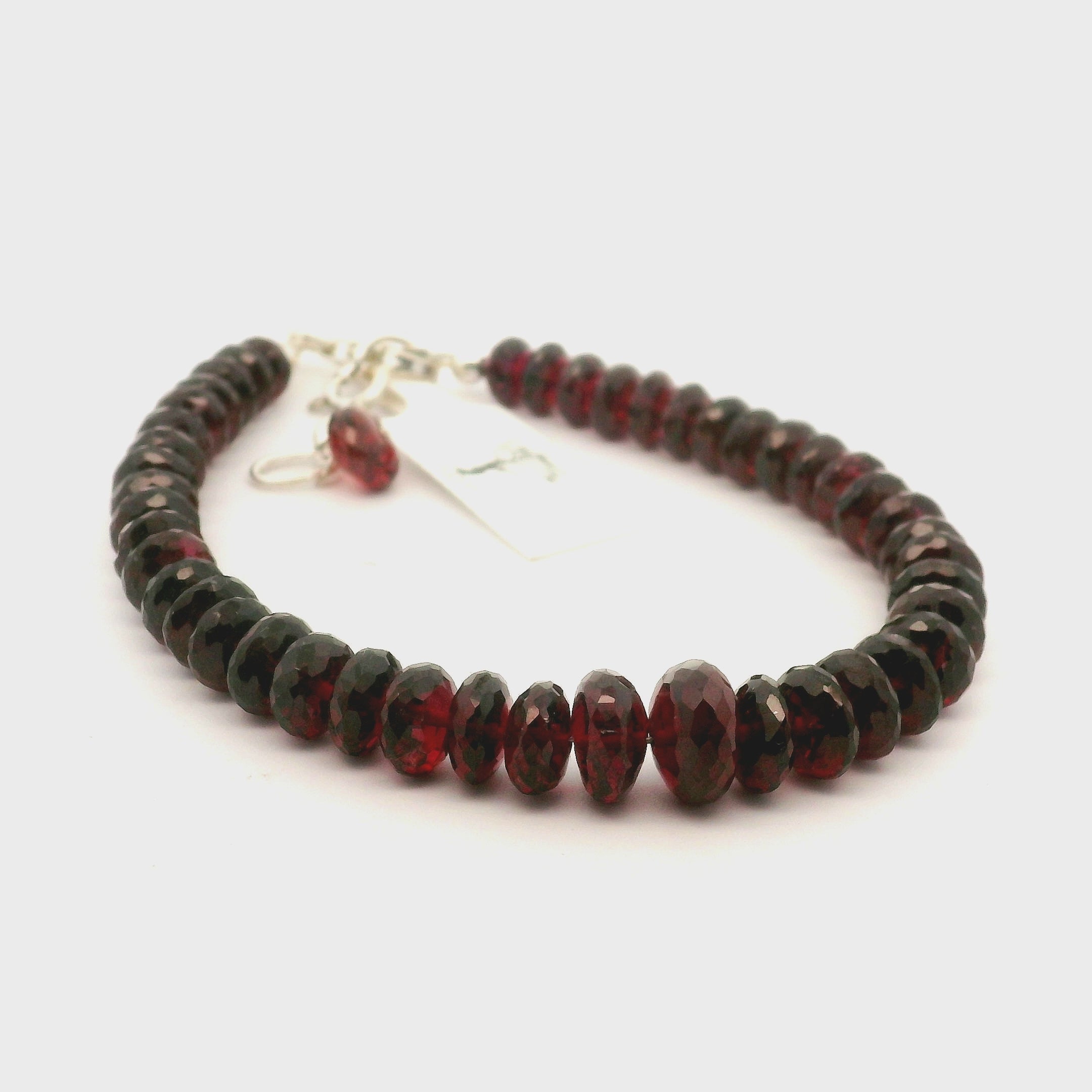 Garnet Rondelle Bracelet 925 Silver for Strength and Universal Connection