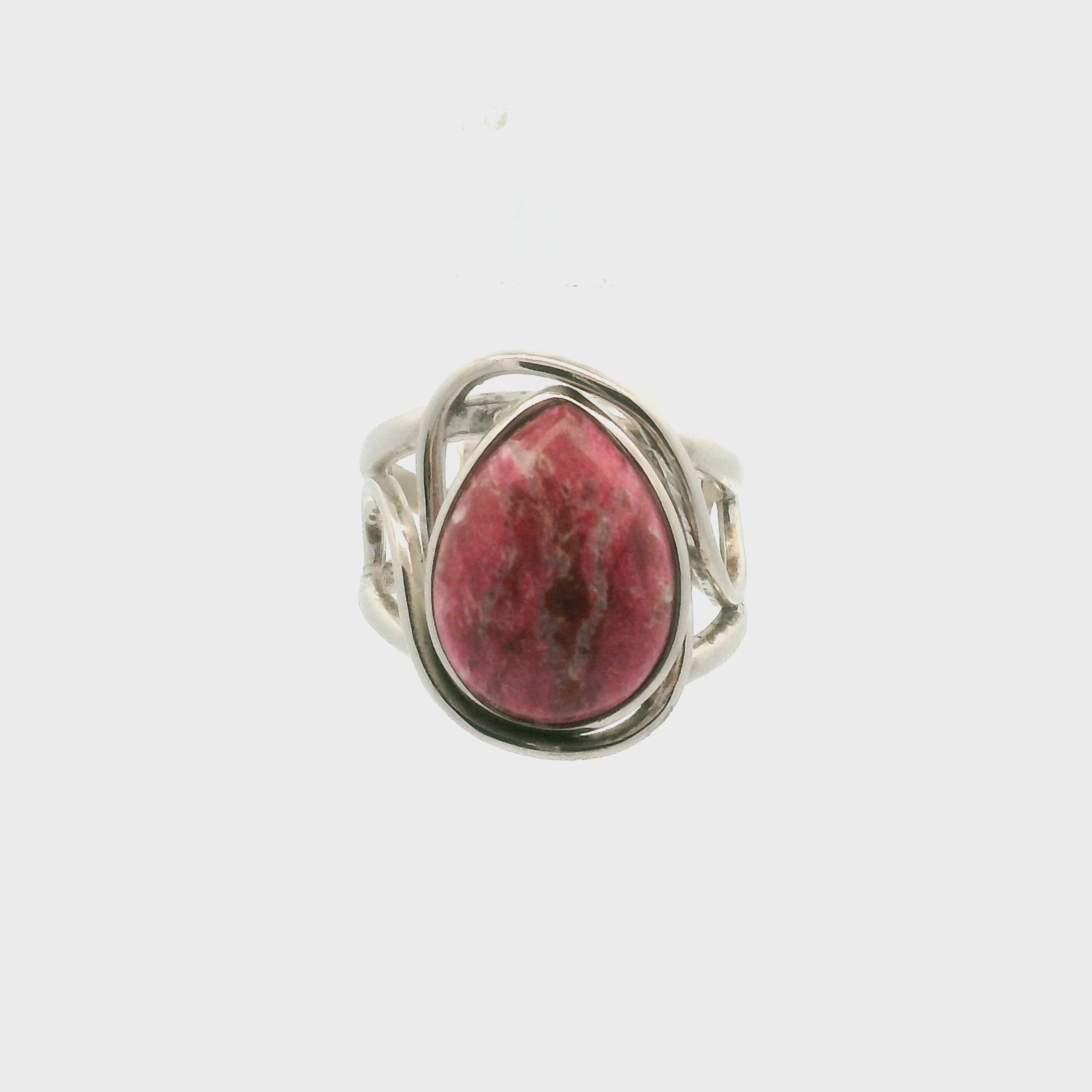 Thulite Finger Cuff Adjustable Ring .925 Silver for Expressing Love, Passion and Pleasure