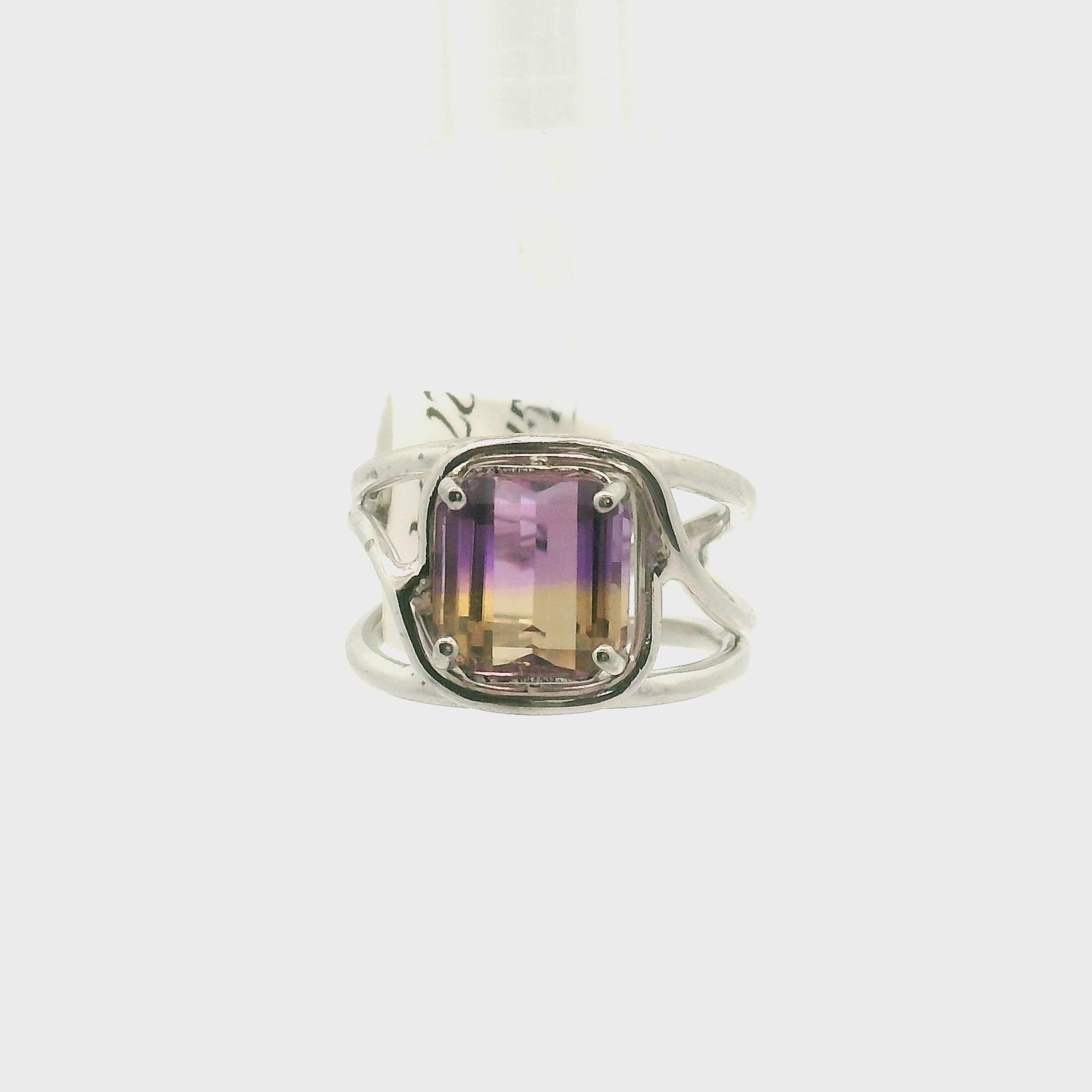 Ametrine Cuff Ring .925 Silver for Empowerment & Harmony