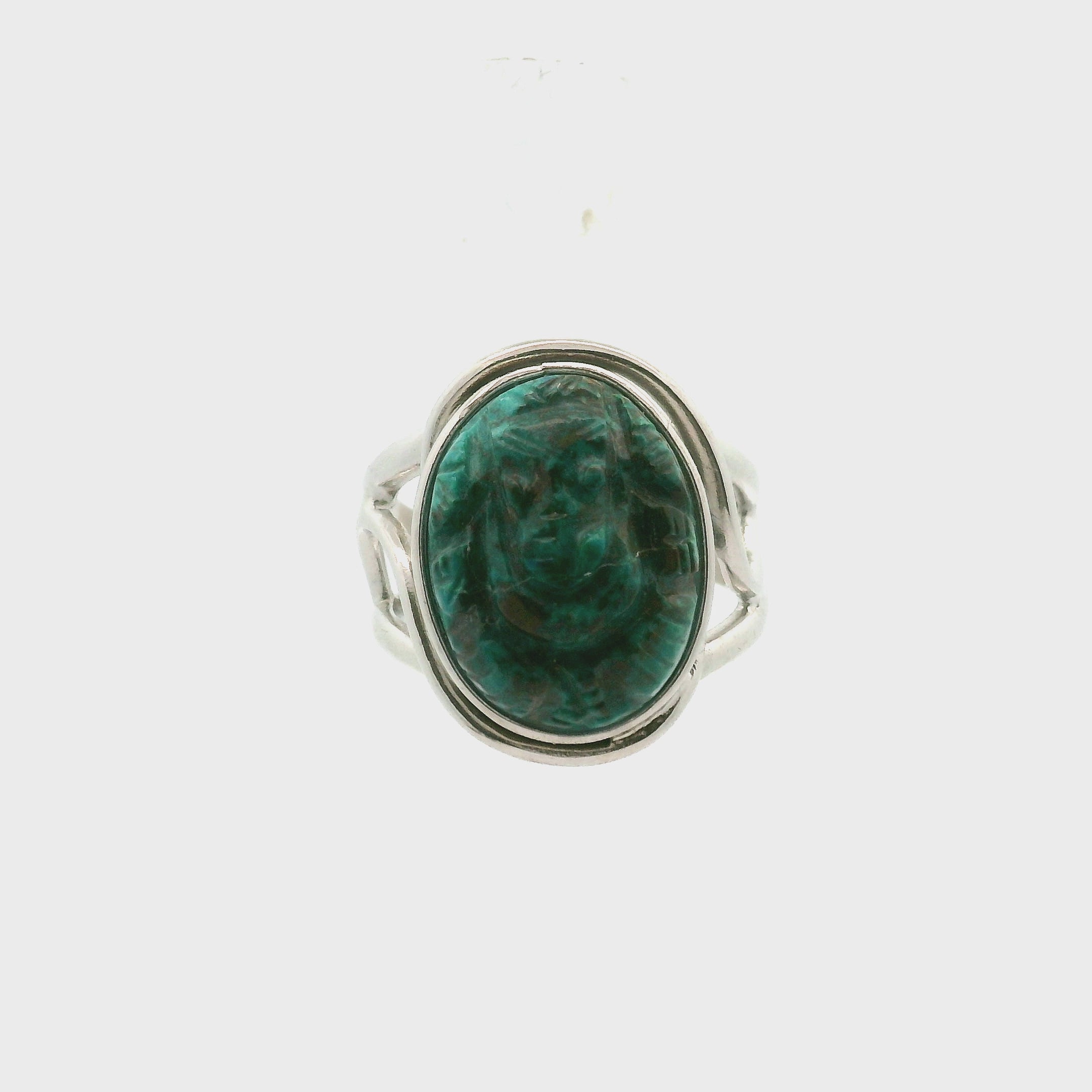 Shattuckite Carved Ganesha Cuff Ring, Adjustable Ring .925 Silver for Truthful Communication and Soul-Level Healing