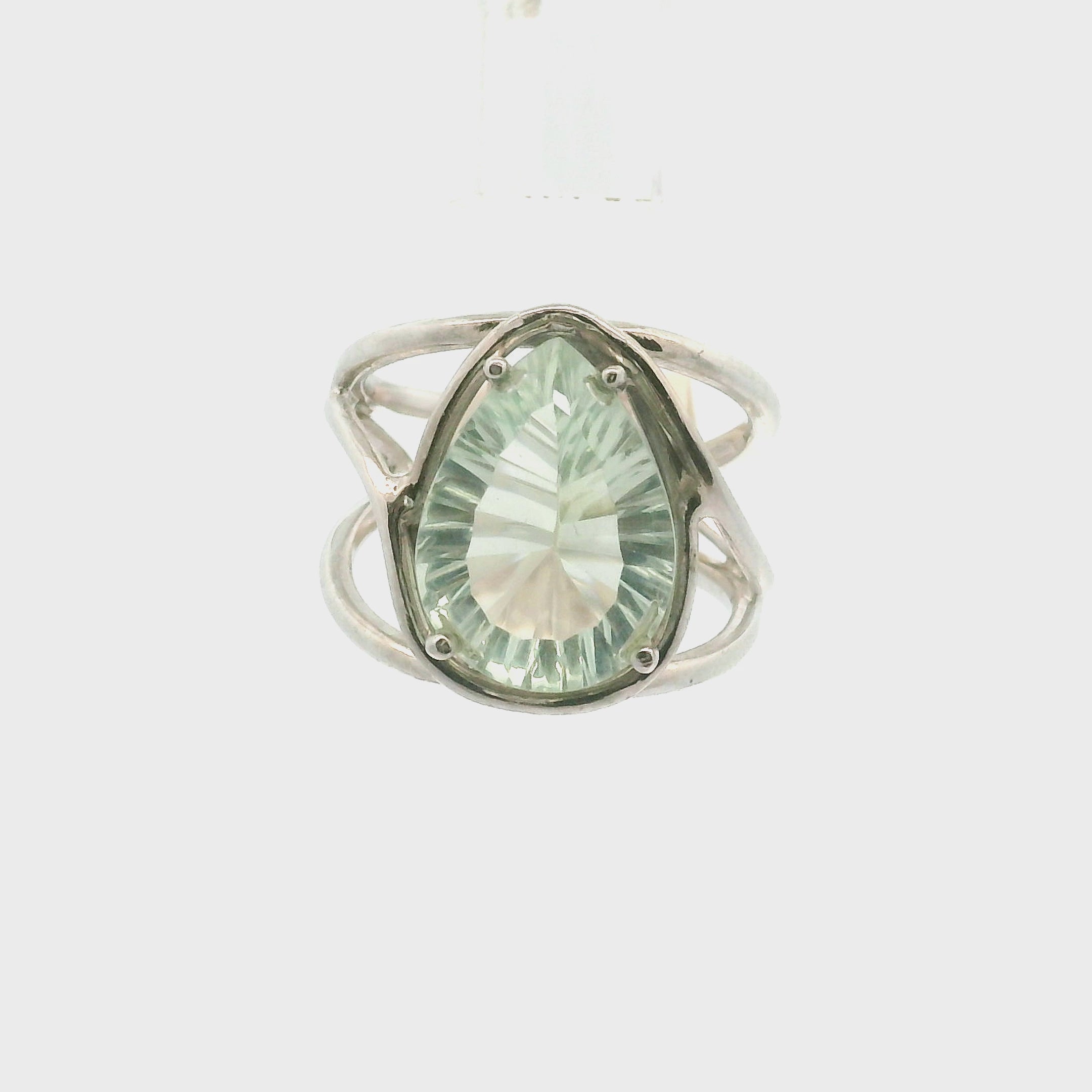 Praisolite Adjustable Cuff Ring .925 Silver for Love, Prosperity and Success