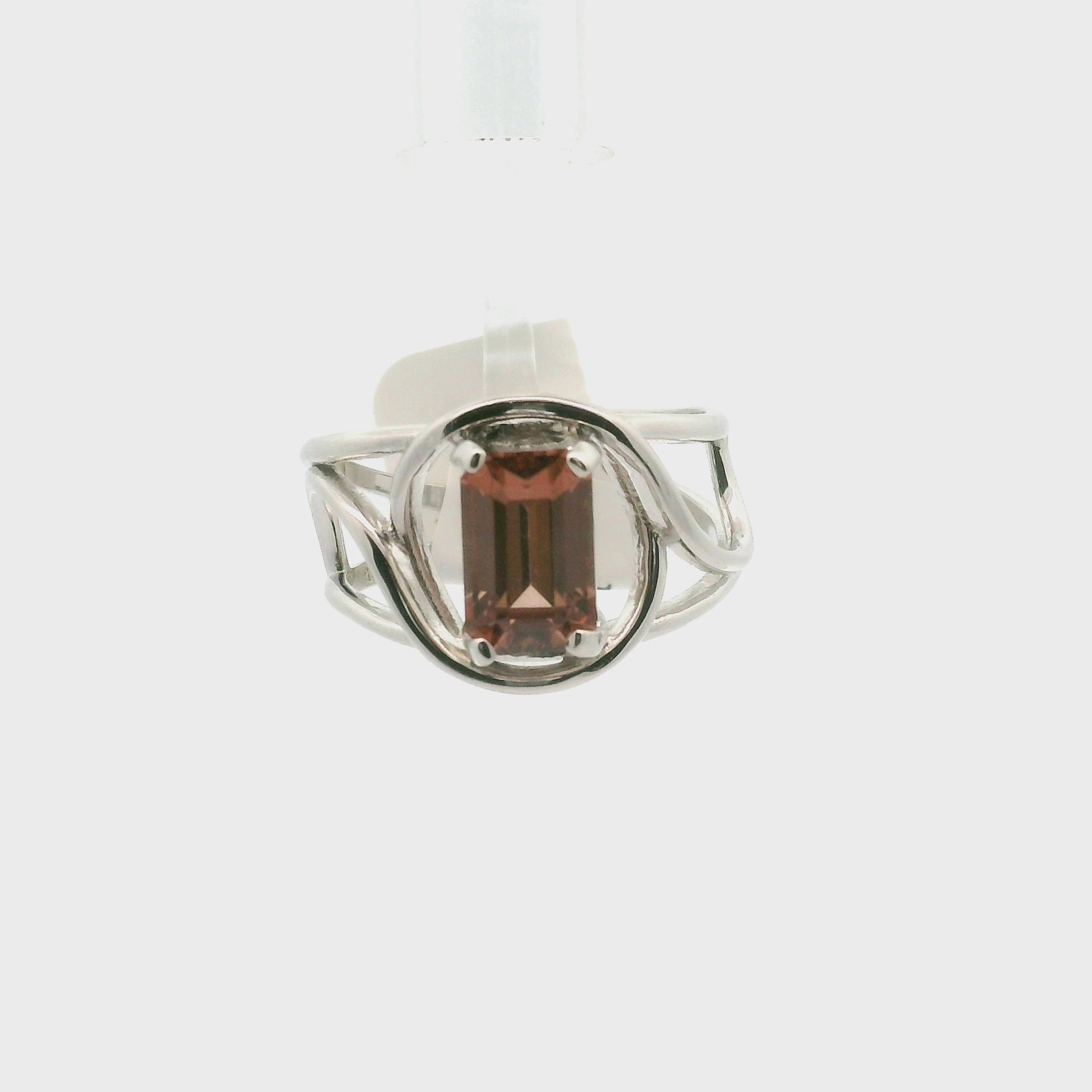 Pink Zircon Cuff Ring .925 Silver for Love and Compassion