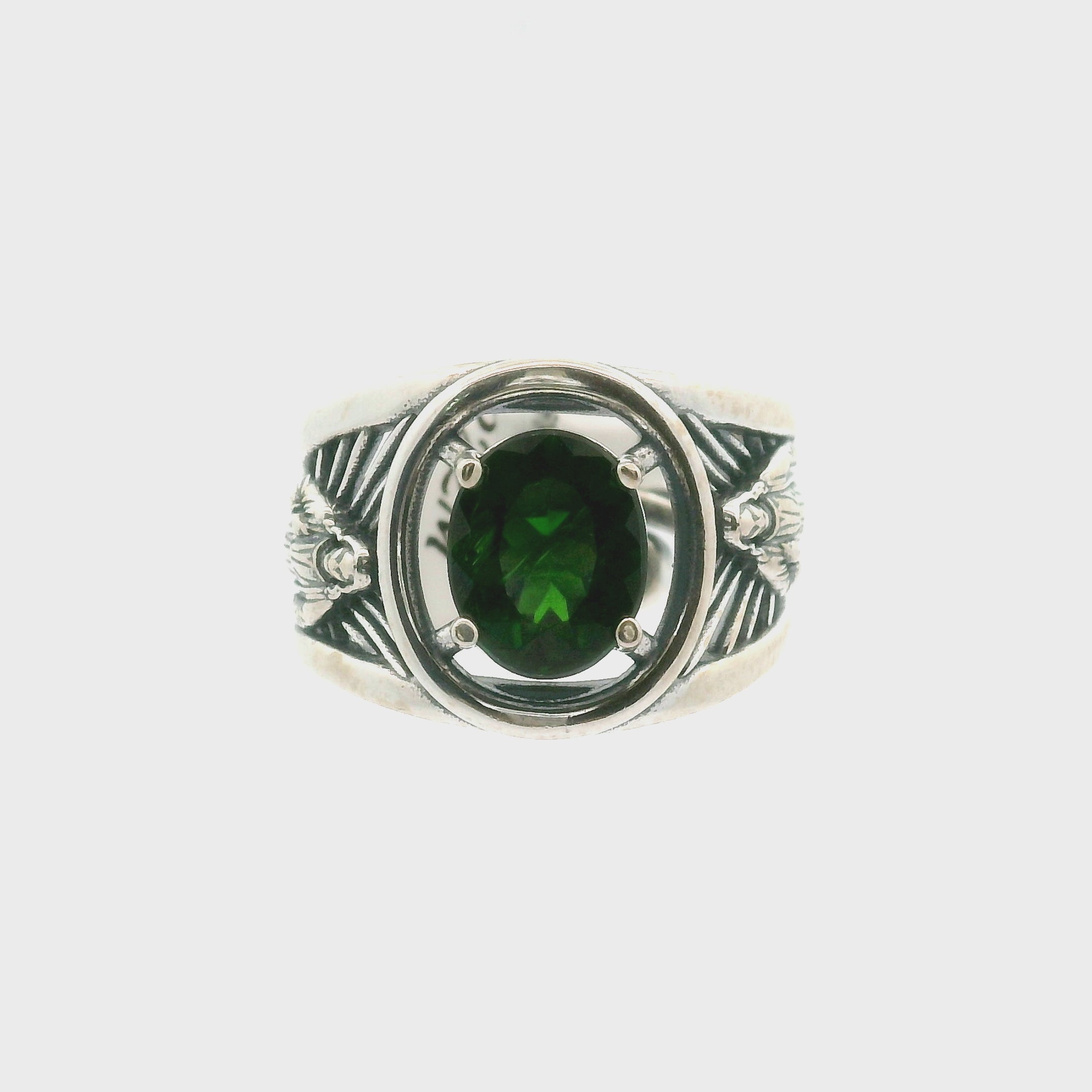 Chrome Diopside Jesus Cuff Ring .925 Silver for Embracing Love, Healing and Balance