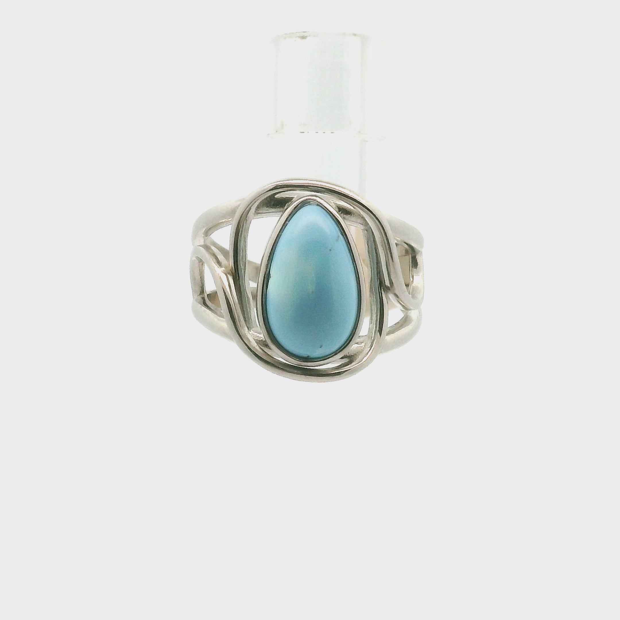 Golden Hill, Kazakhstan Turquoise Cuff Ring for Good Luck, Prosperity and Protection