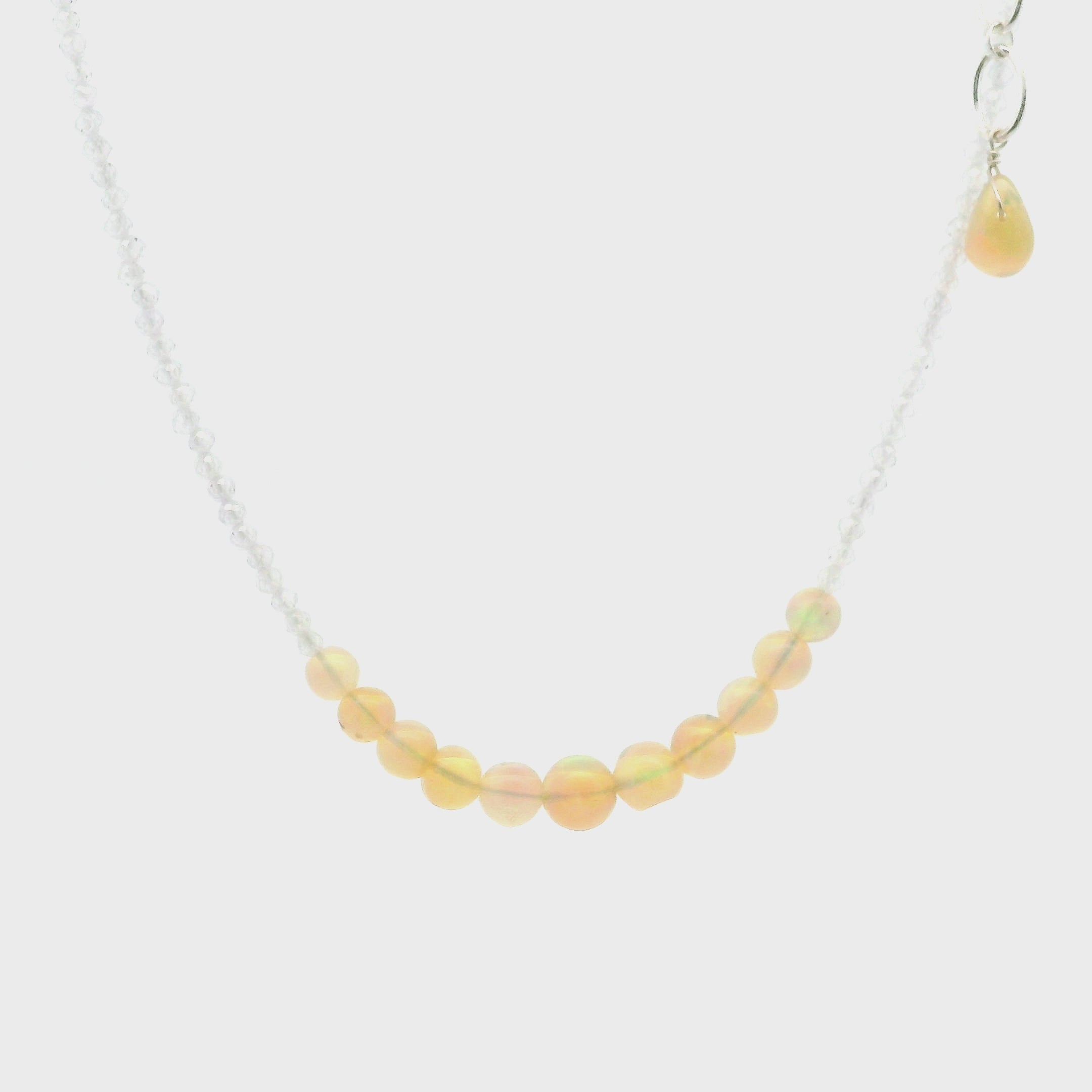 Chocolate Opal & White Zircon Micro Faceted Necklace 925 Silver for Transformation and Creativity