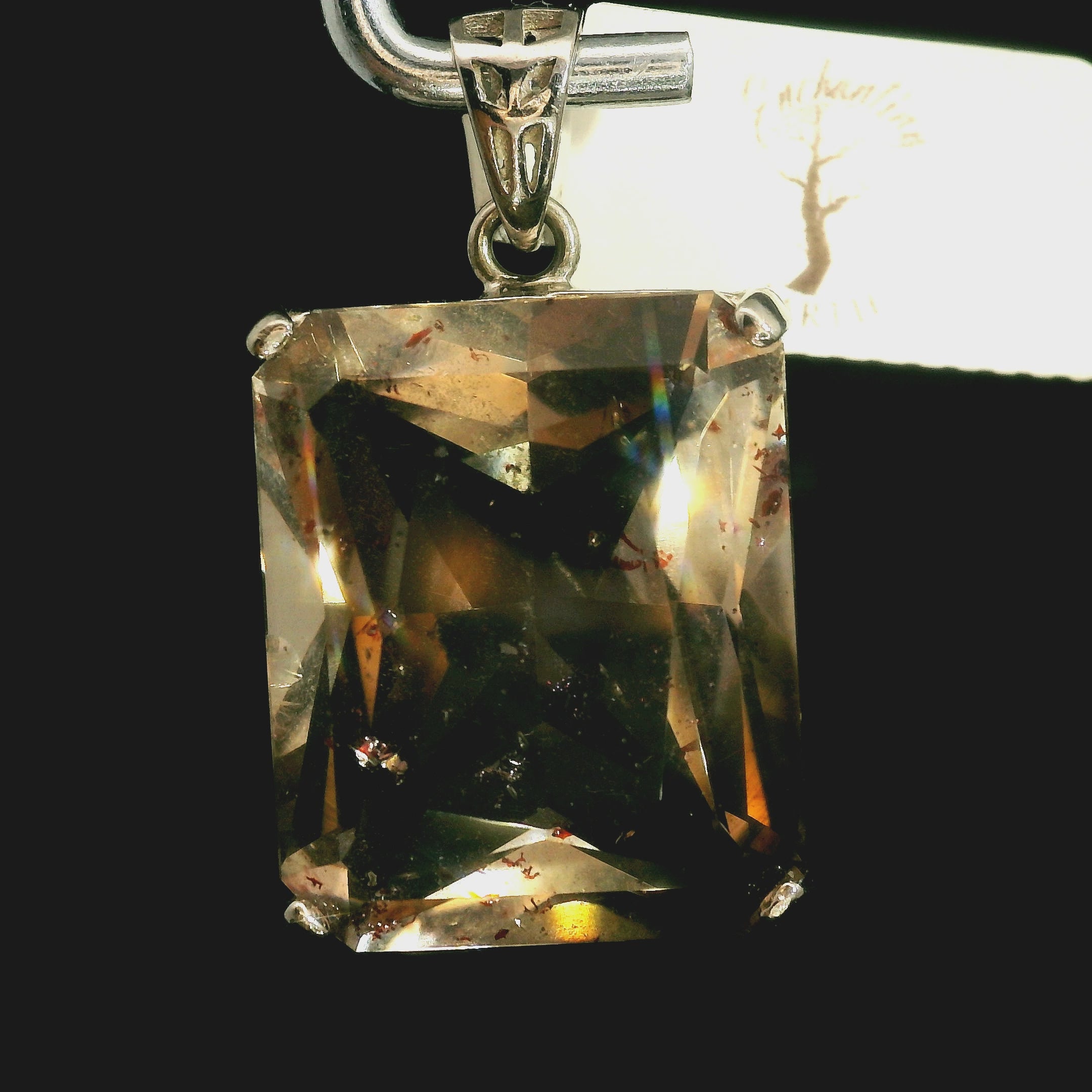 Pink Fire Covellite in Quartz .925 Silver Pendant for Spiritual Evolution and Energy Flow
