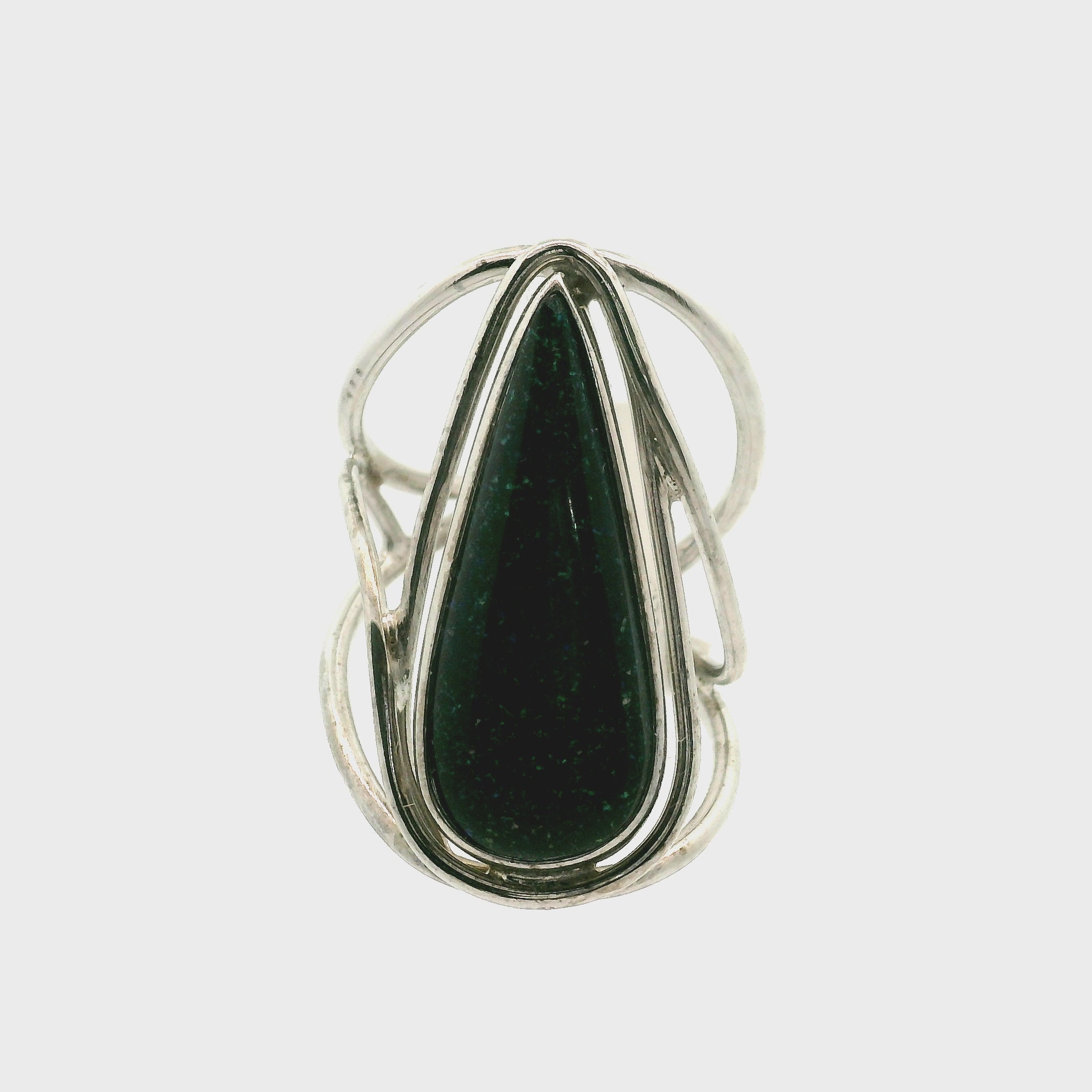 Galaxy Opal Cuff Ring 925 Silver for Psychic Sensitivity, Subtle Energy and Intuition