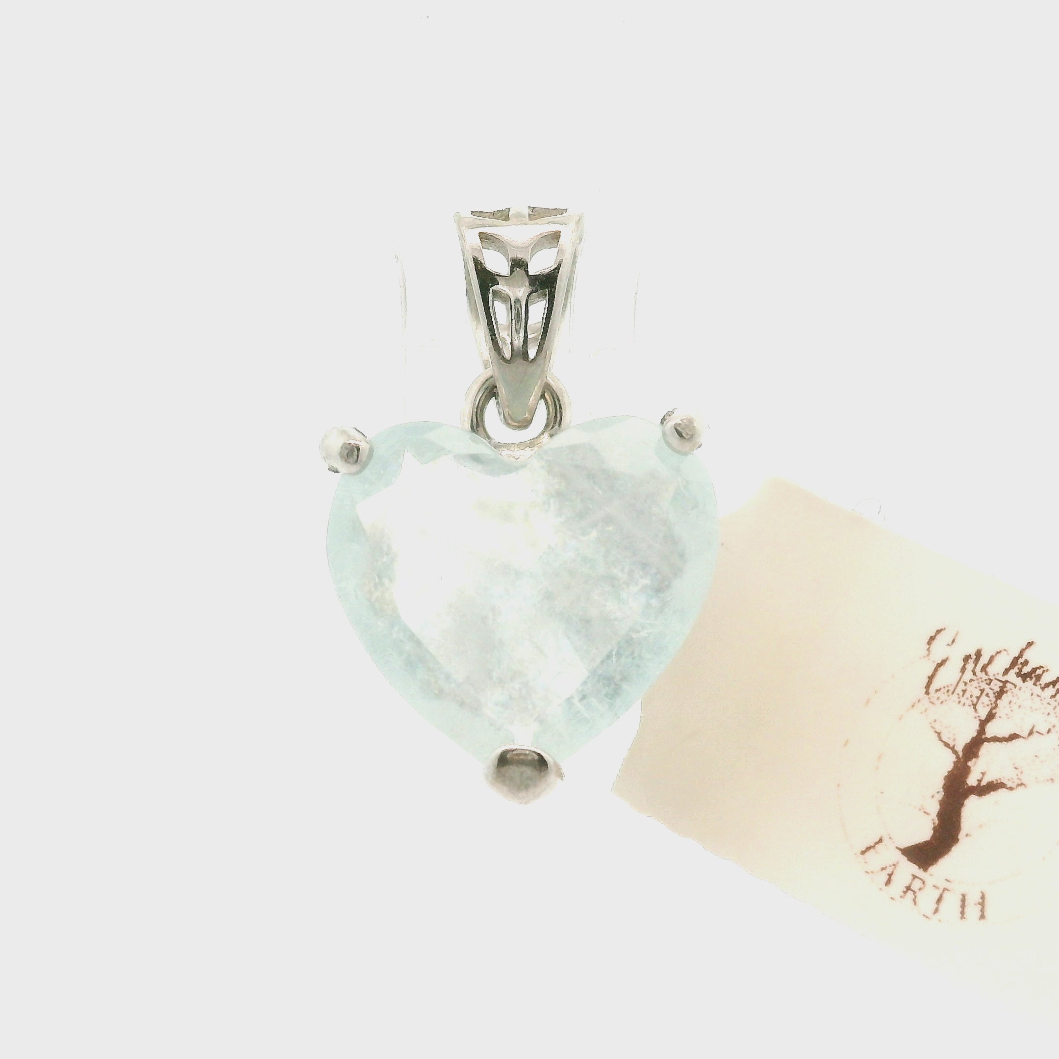 Shimmerine Aquamarine Heart Pendant .925 Silver for Allowing Your Truth & Individuality to Shine