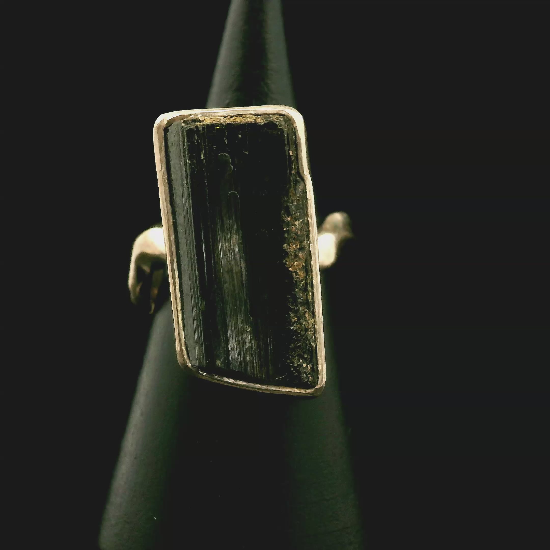 Black Tourmaline Ring .925 Silver for Protection and Energetic Purification