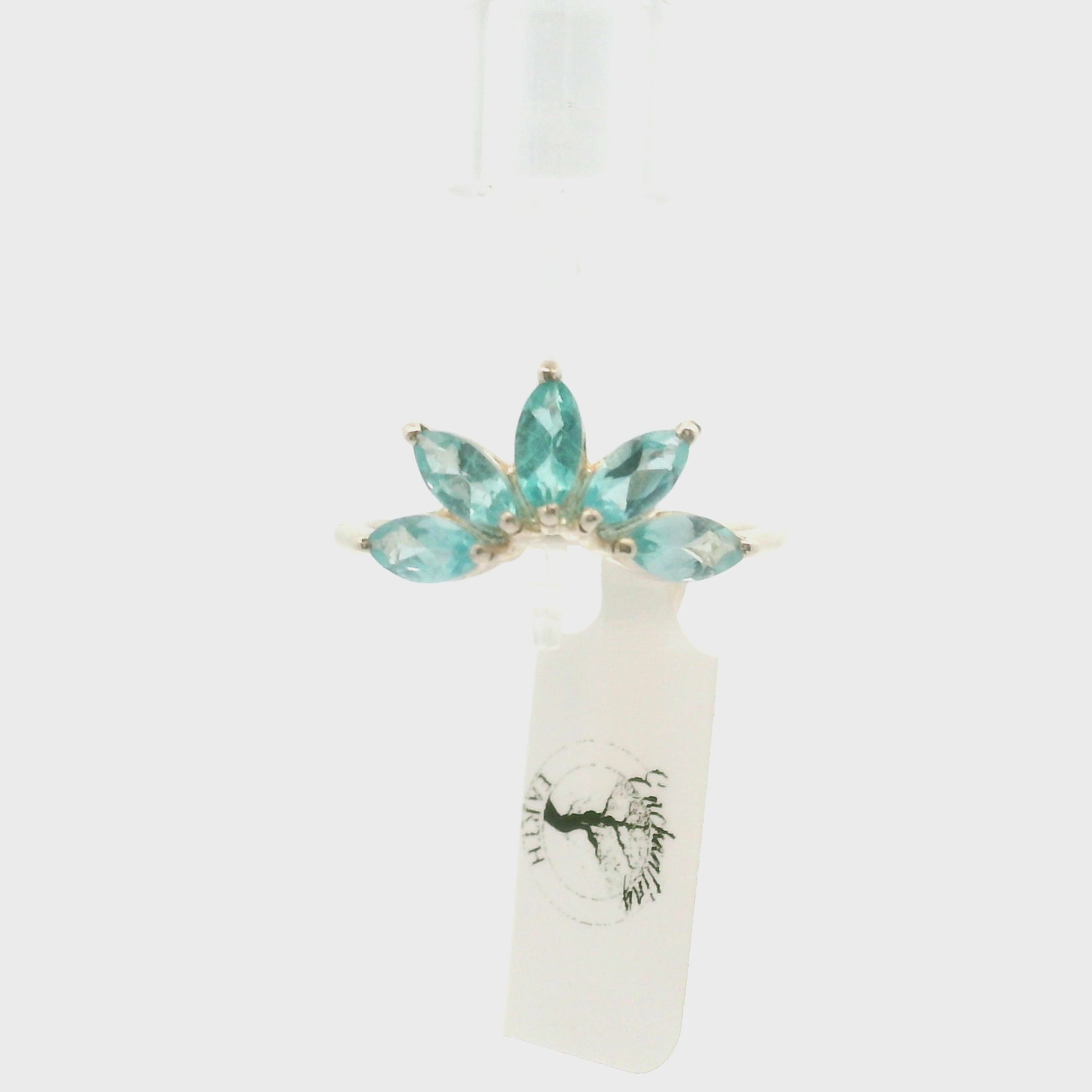 Blue Apatite Lotus Ring .925 Silver for Overall Health and Wellness