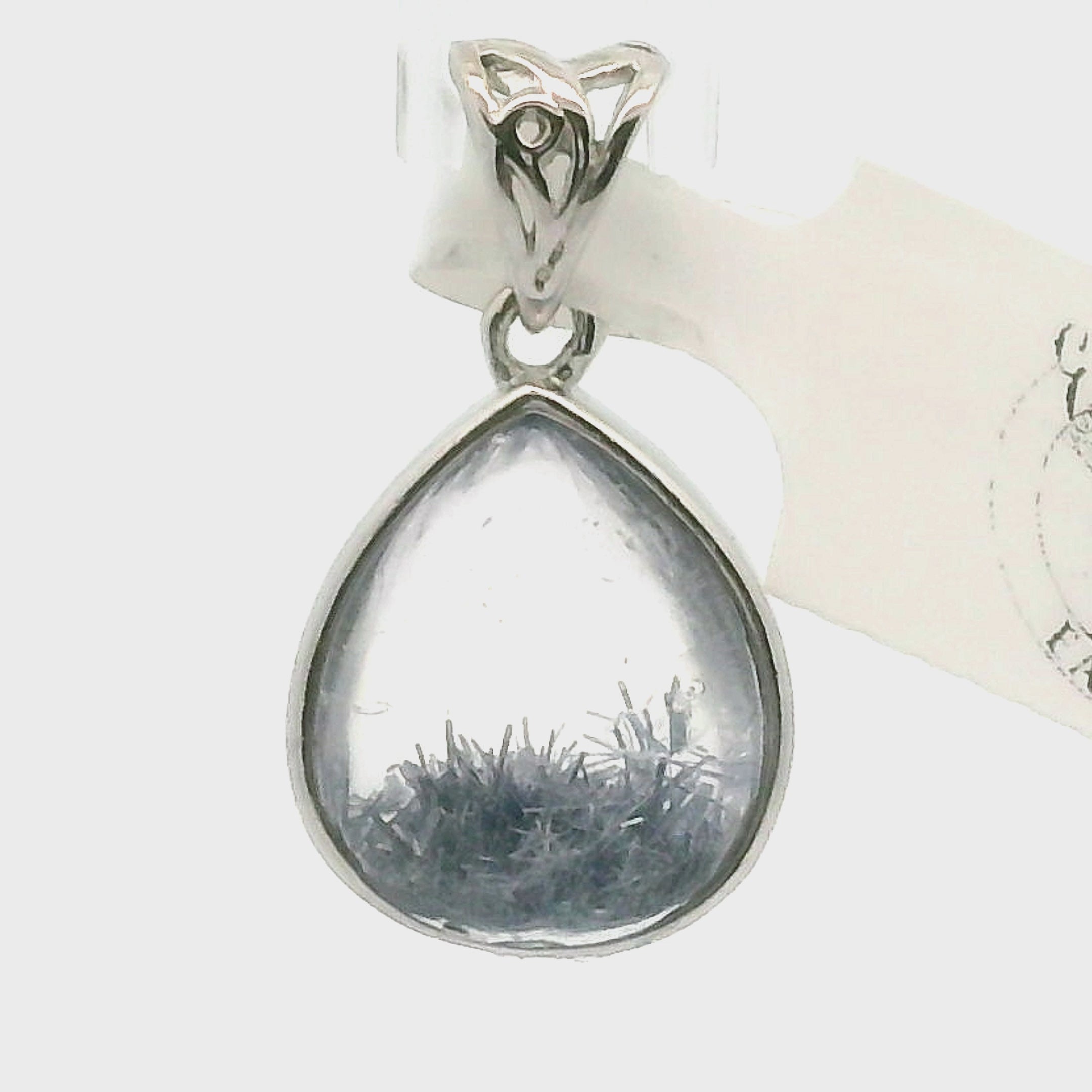 Dumortierite in Quartz Pendant .925 Silver for Hope, Improving Memory and New Ideas