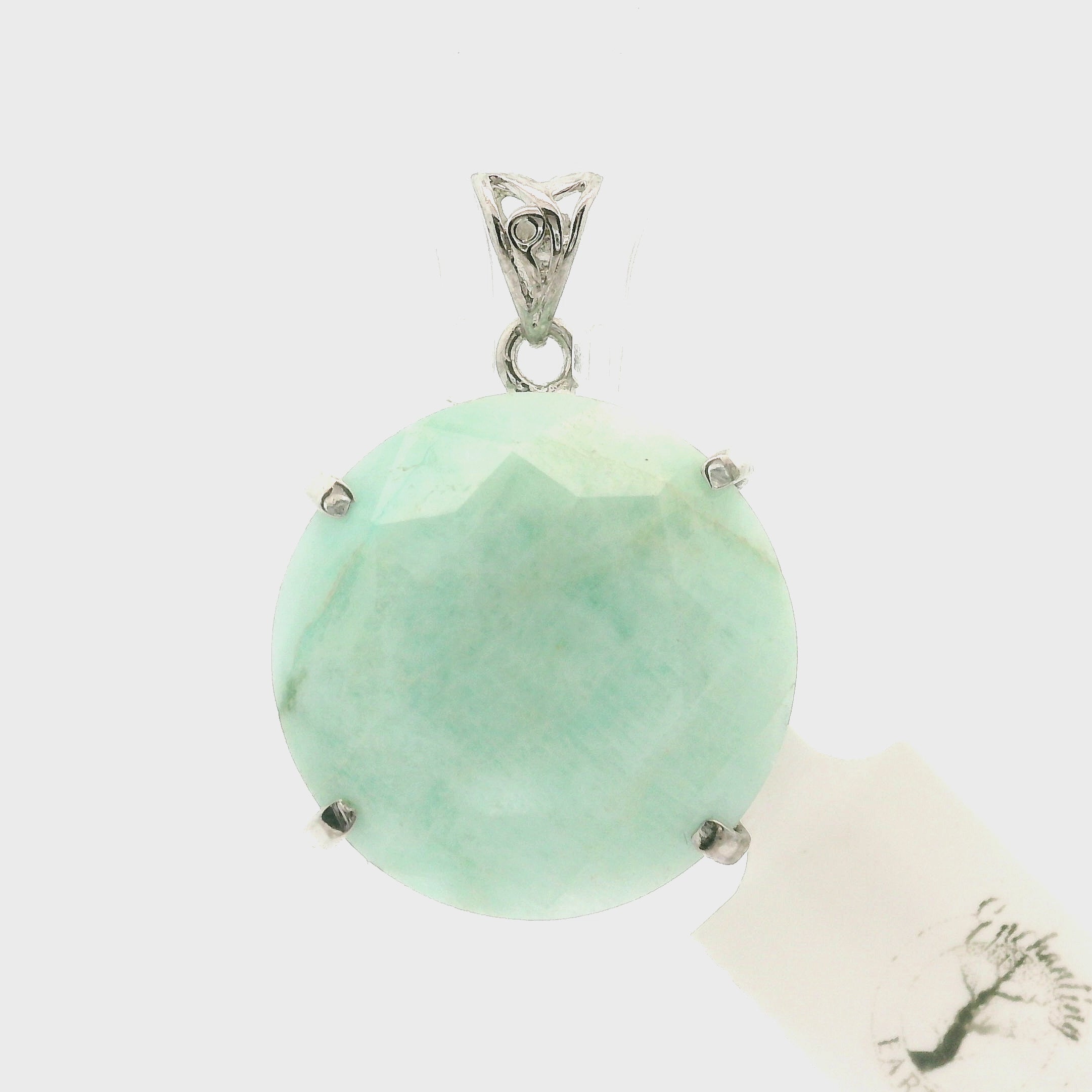 Amazonite Faceted Pendant .925 Silver for Communication, Harmony and Hope