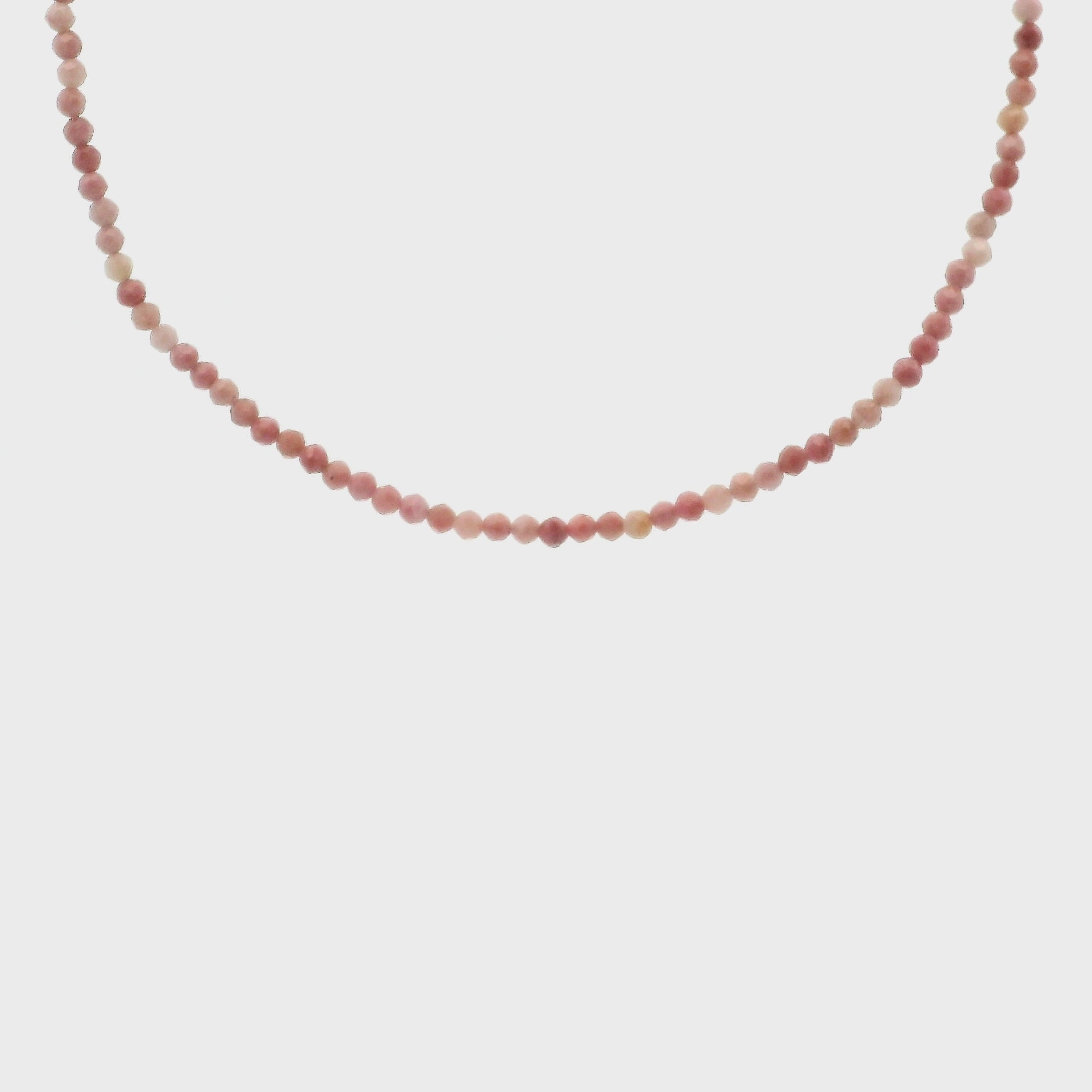 Rhodonite Micro Choker/Layering Necklace 925 Silver for Attraction and Self-Worth