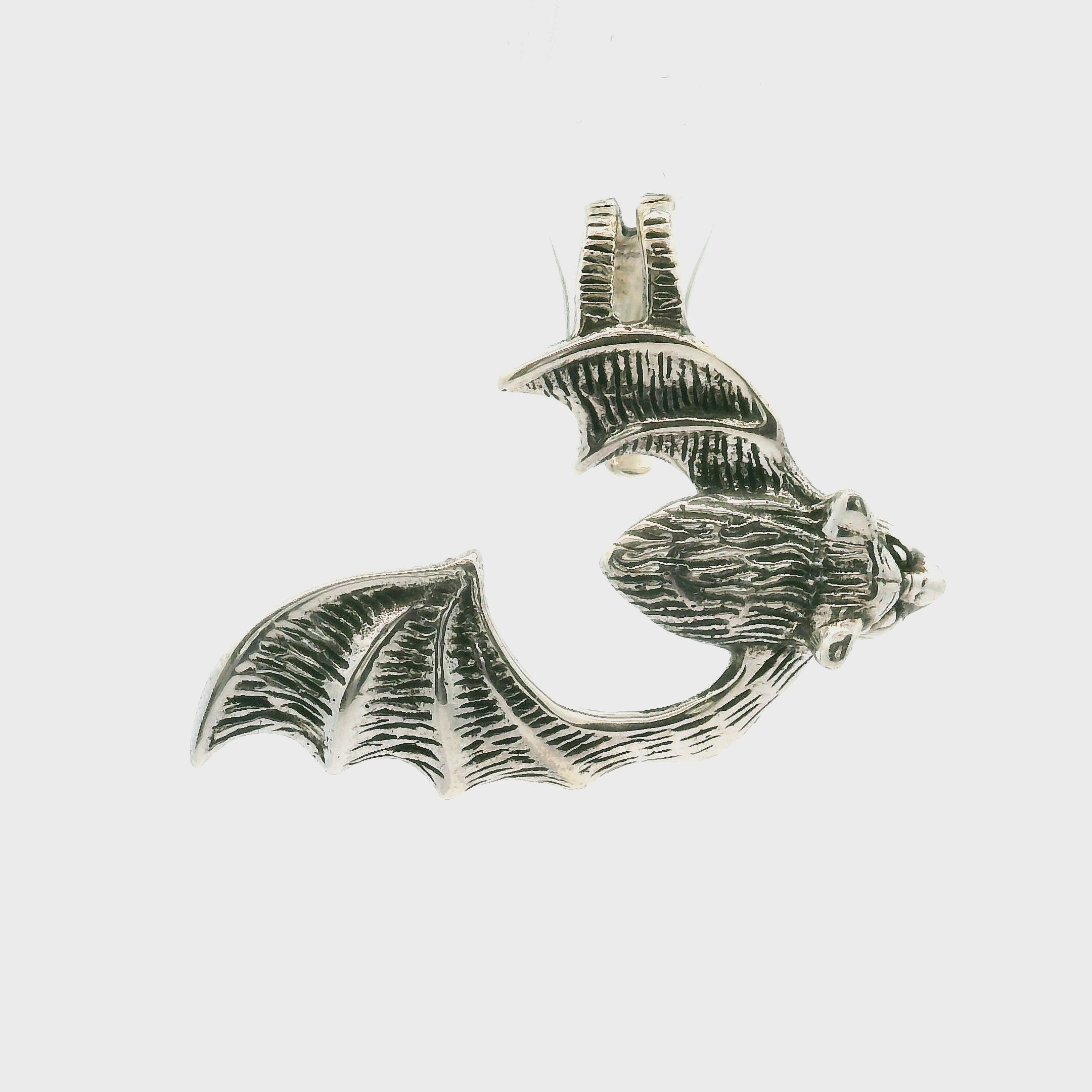 Gothic Bat Earrings in .925 Silver Good Fortune and Rebirth