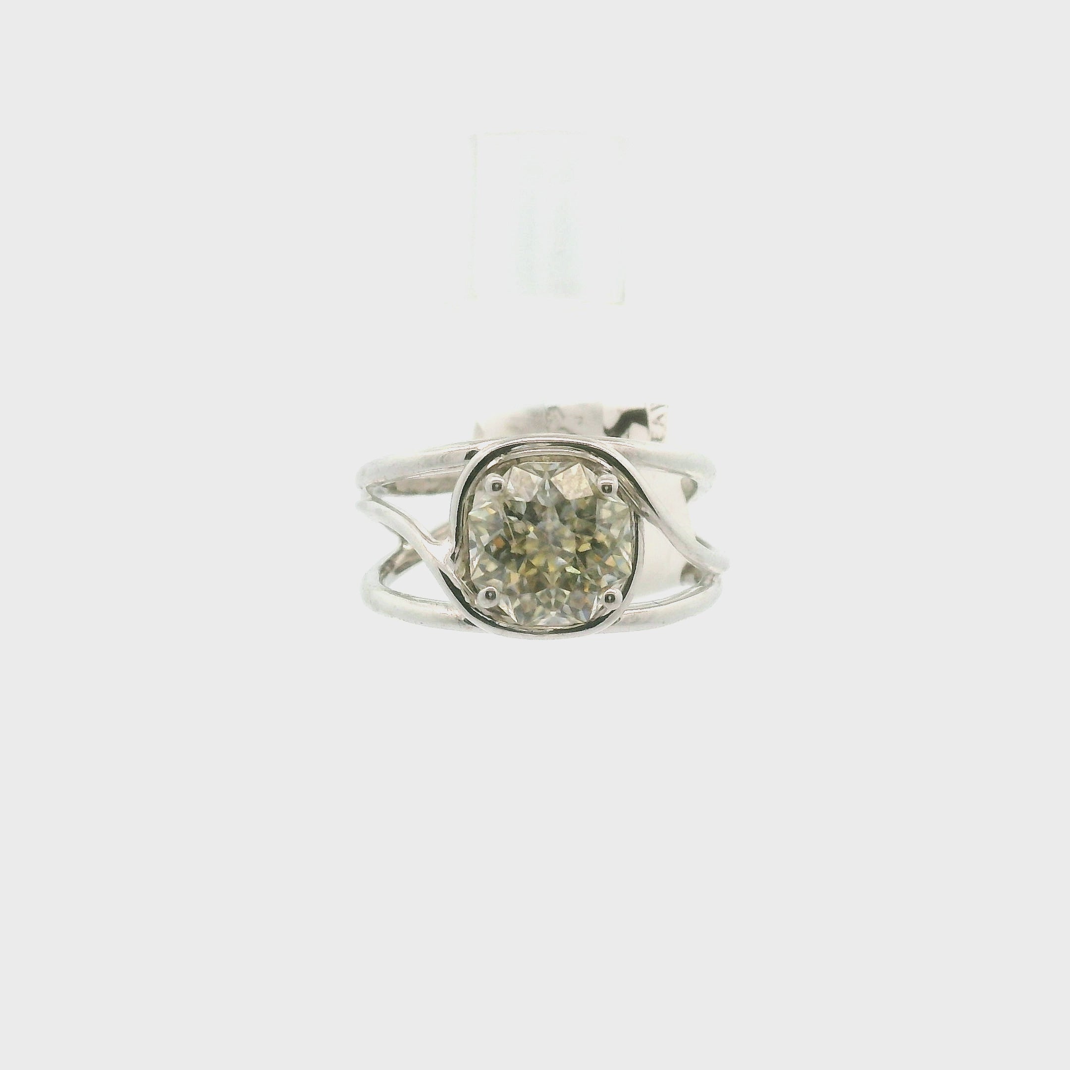 Moissanite Merkaba Cuff Ring .925 Silver for Enlightenment, Inner Peace & Spiritual Transformation