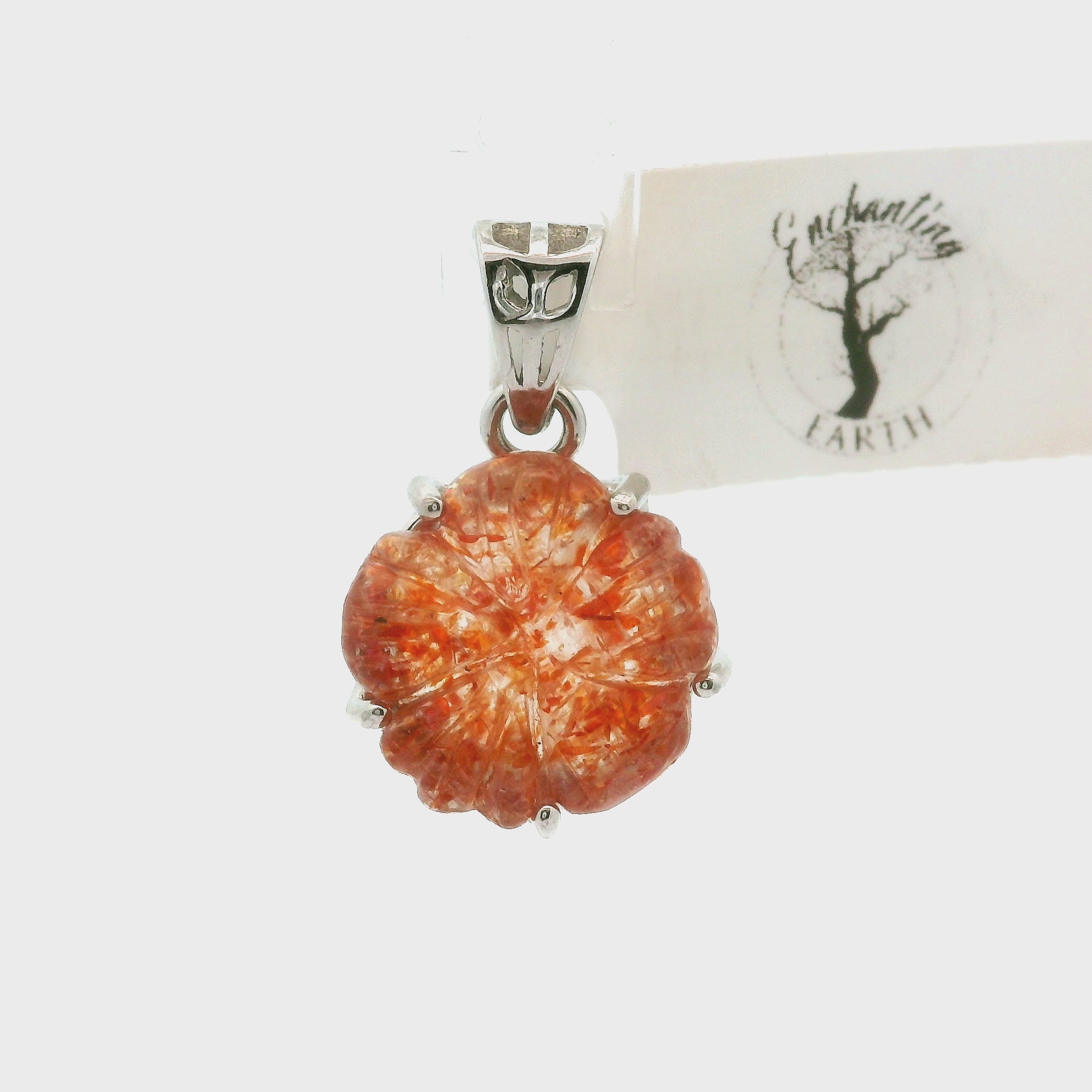Sunstone Flower Pendant .925 Silver for Confidence and Strength
