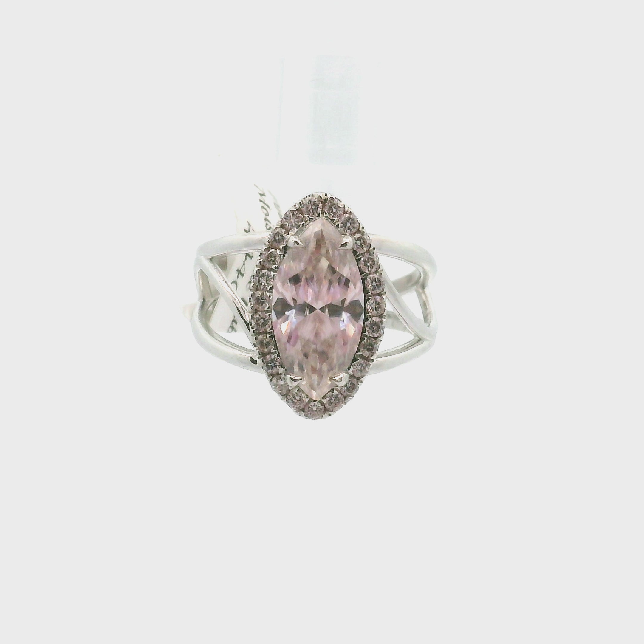 Pink Moissanite Pave Covering Cuff Ring, Adjustable Ring .925 Silver for Enlightenment, Inner Peace & Spiritual Transformation