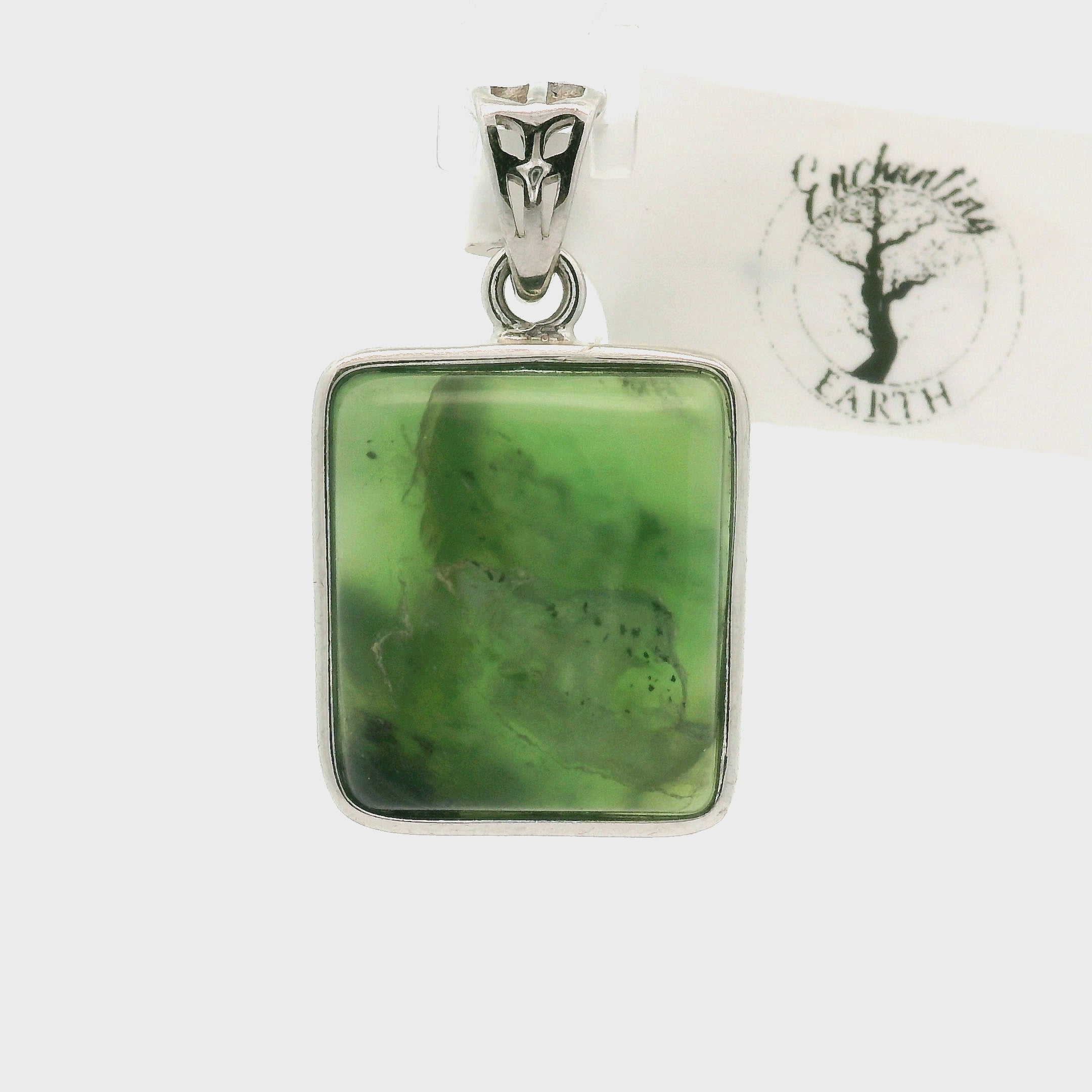 Jade Pendant .925 Silver for Abundance, Good Luck, Joy and Protection