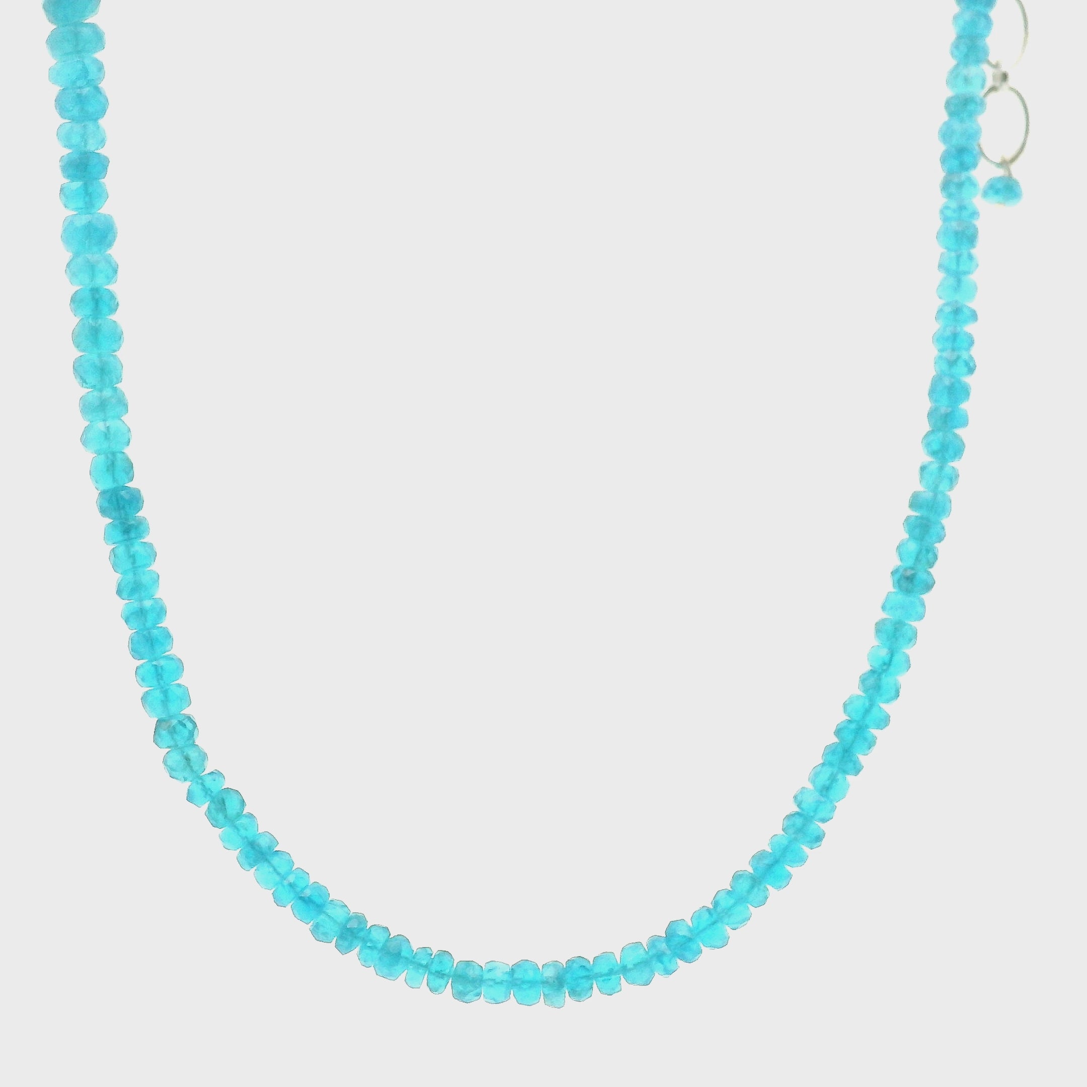 Blue Apatite Faceted Rondelle Necklace 925 Silver for Intuition and Clarity