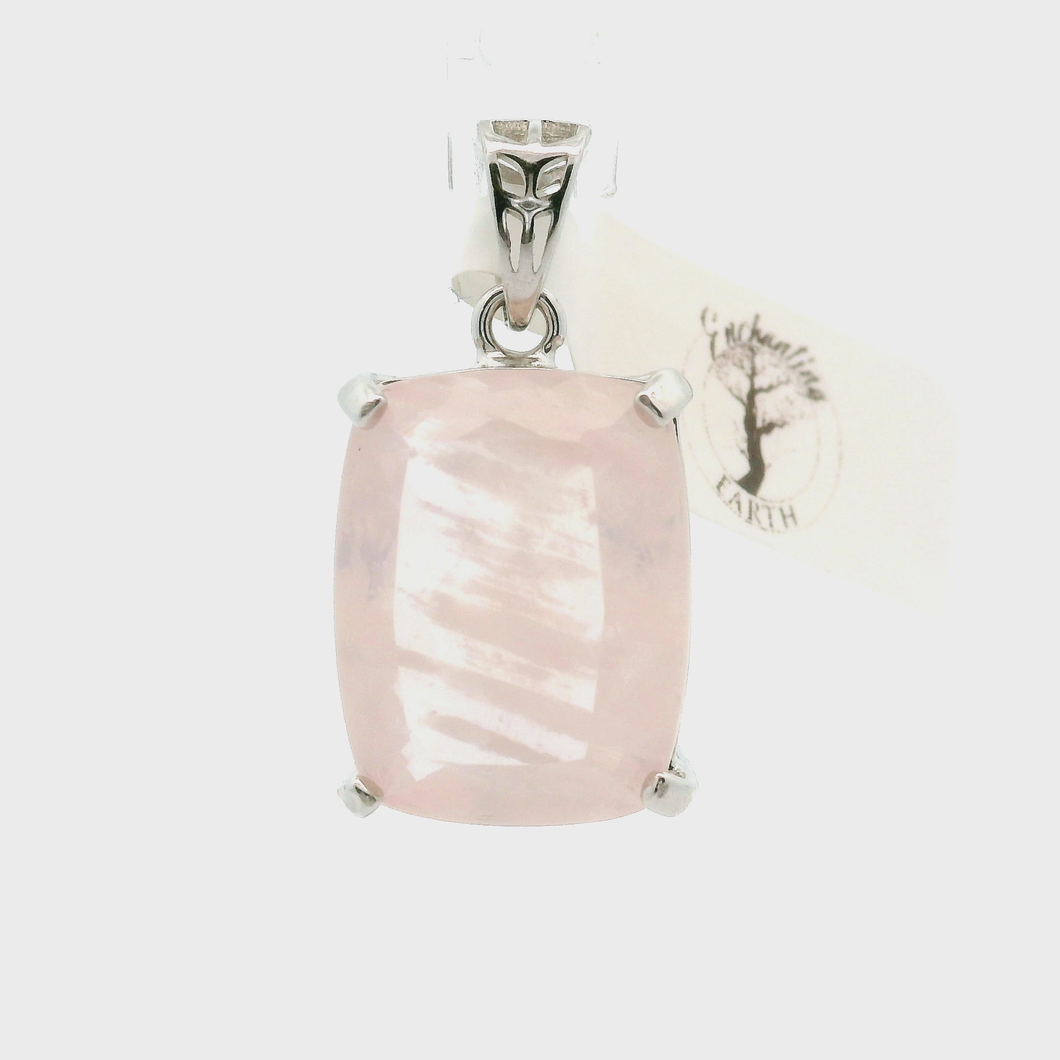 Rose Quartz Lodolite Pendant .925 Silver for Compassion, Emotional Release and Healing