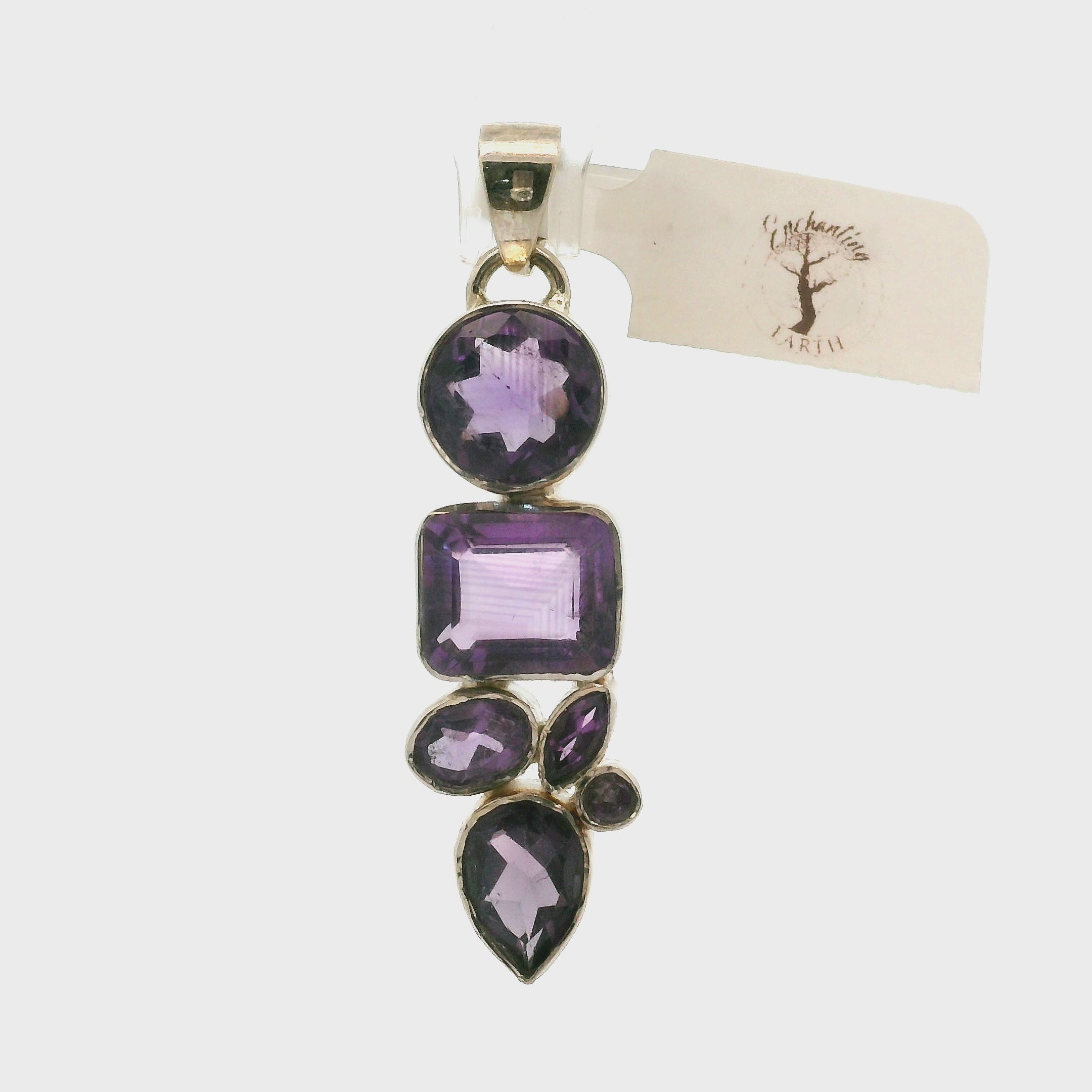 Amethyst Multi-Stone Pendant .925 Silver for Intuition and Energetic Purification