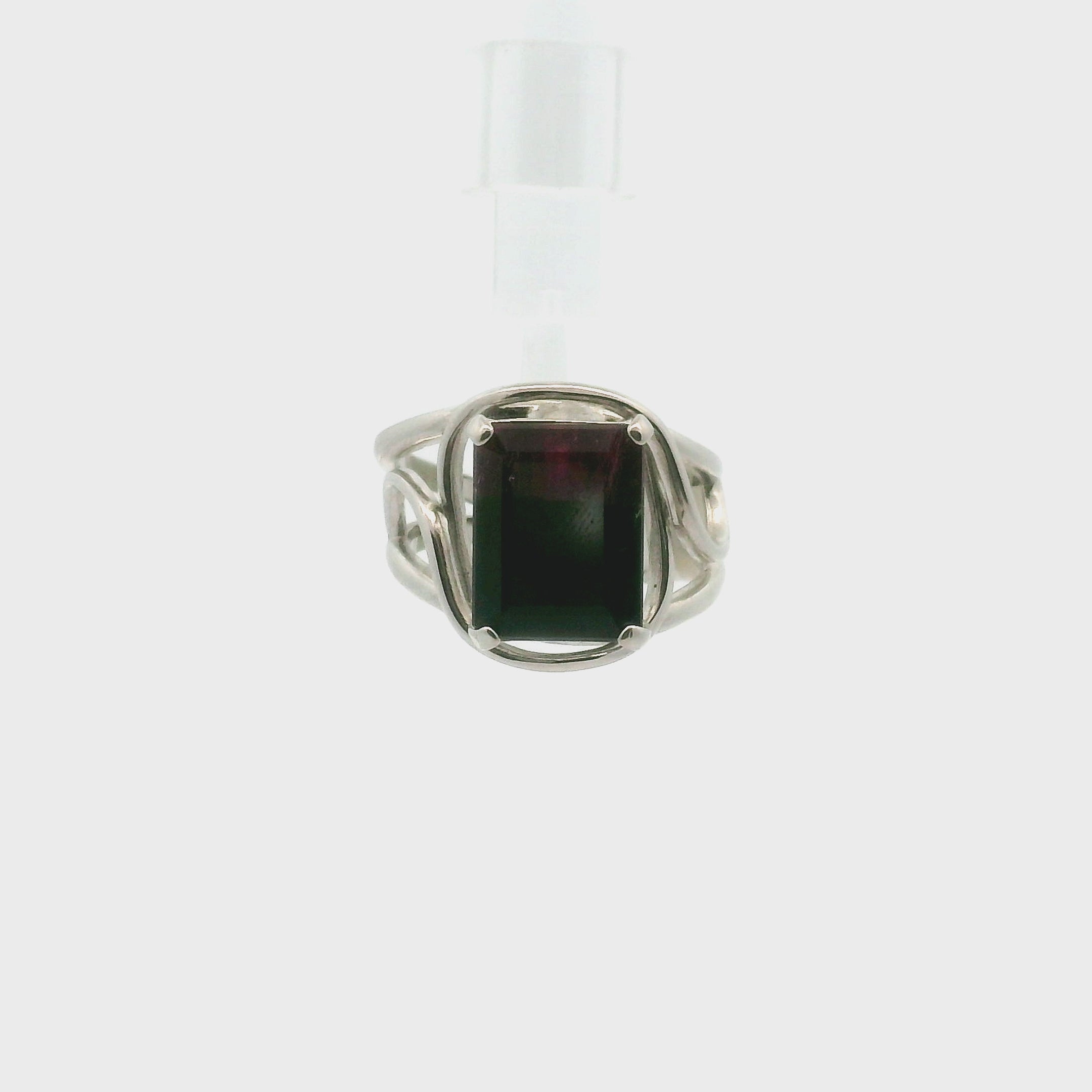 Nightshade Tourmaline Cuff Ring .925 Silver for Spiritual Growth and Renewal