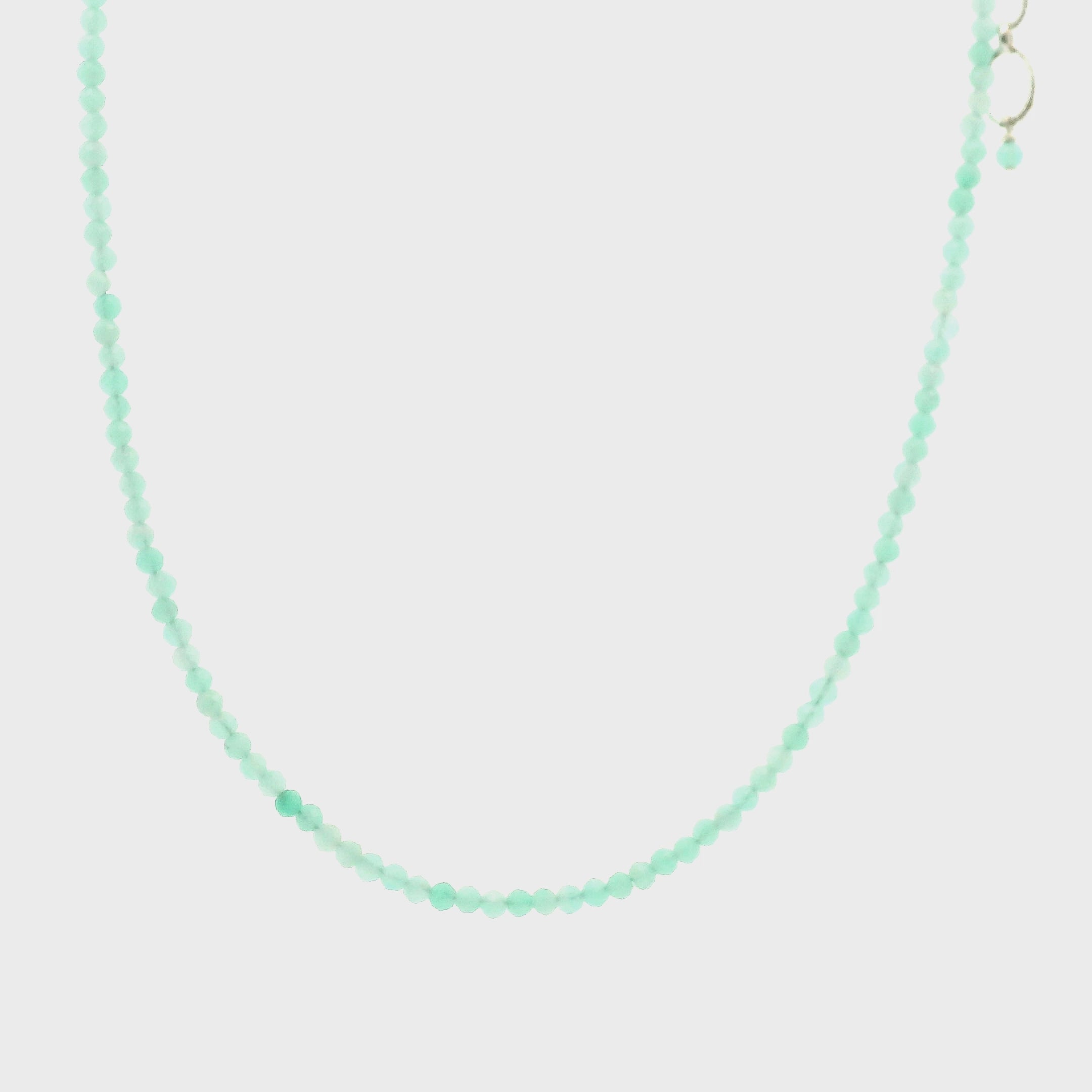 Amazonite Micro Faceted Necklace 925 Silver for Personal Truth & Enhancing Harmony, Hope & Joy 