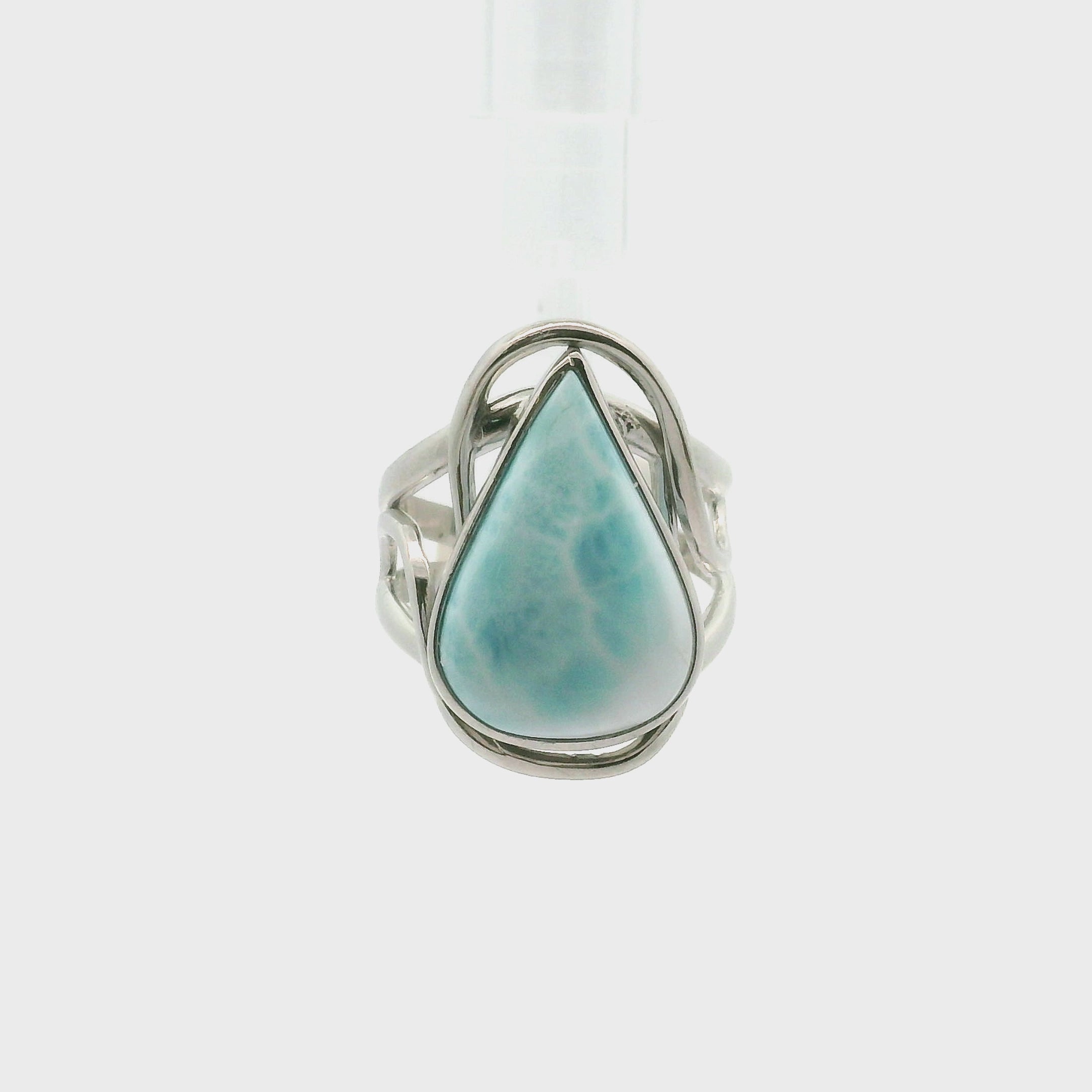 Larimar Midi Cuff Ring .925 Silver for Calmness, Healing, Peace & Tranquility