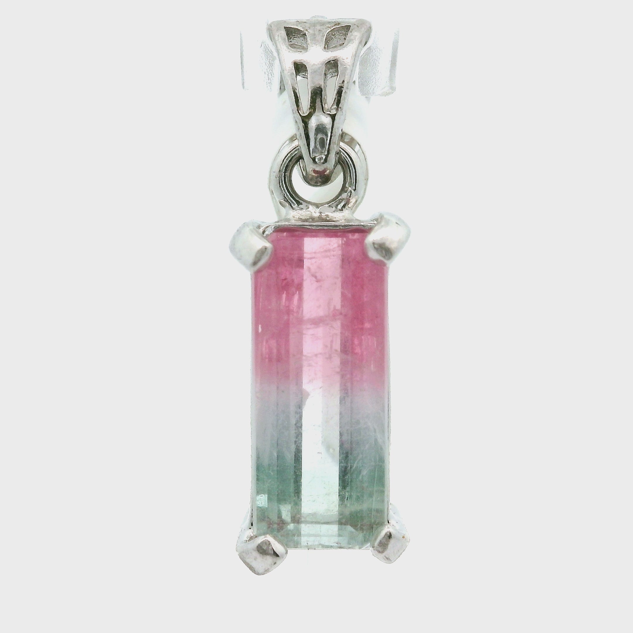 Cotton Candy Tourmaline Pendant .925 Silver for Spiritual Cleansing and Rejuvenation